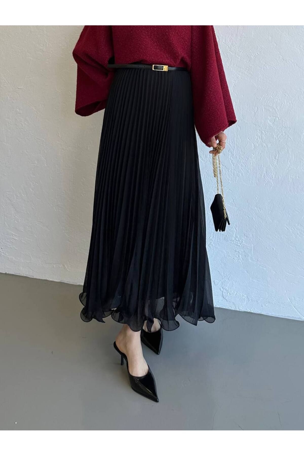 Moda Tendora Rue Şifon Etek Misinalı