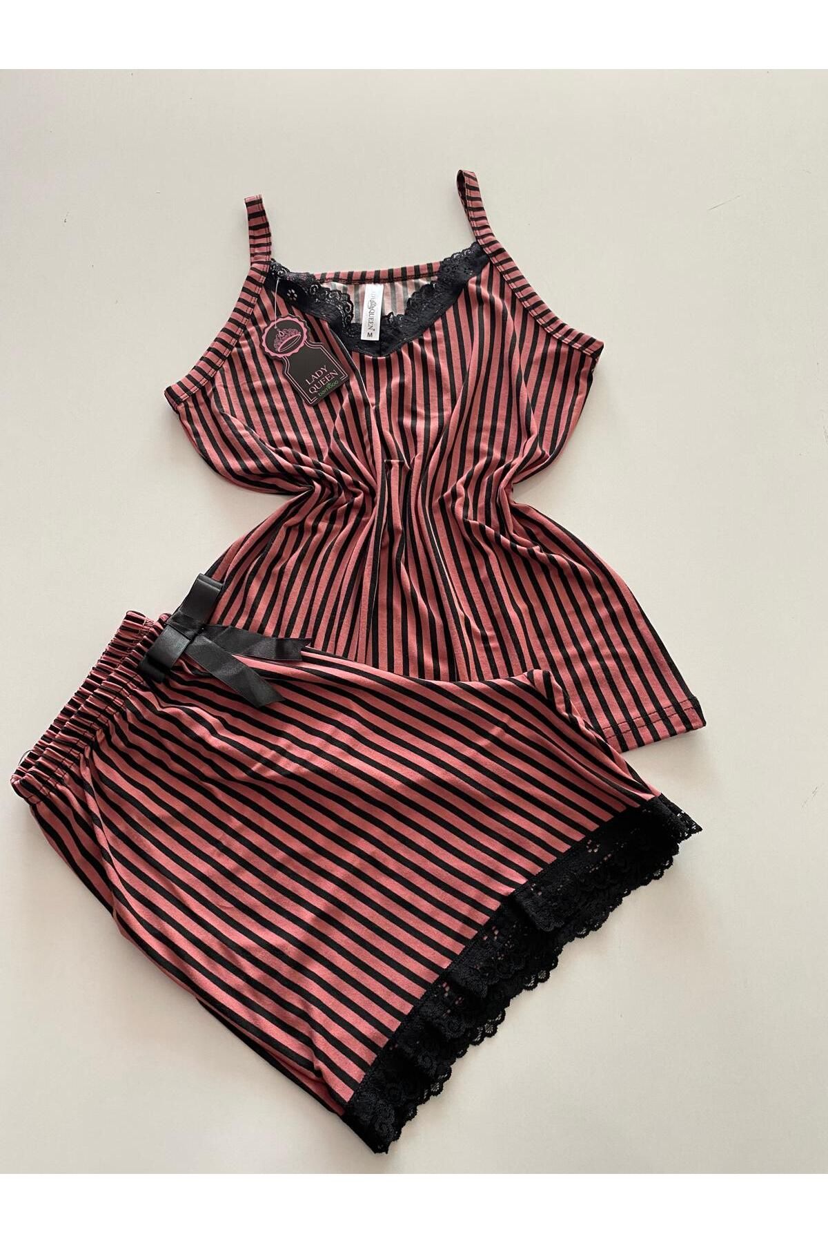 Lady Queen milan dantelli şortlu pijama takımı