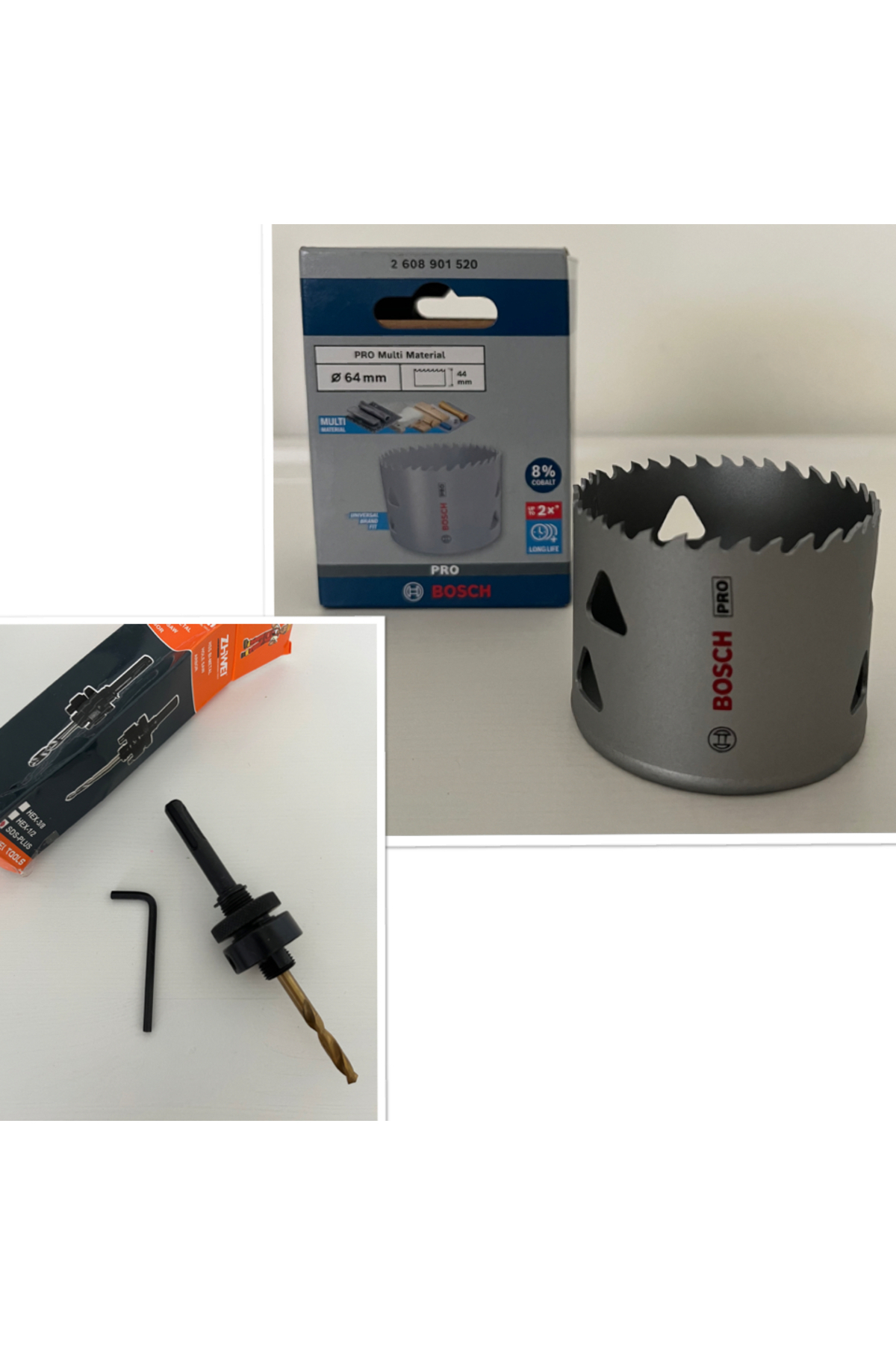 Bosch PRO Multi Material 64mm Panç + Zhwei SDS-Plus Adaptör (Çoklu