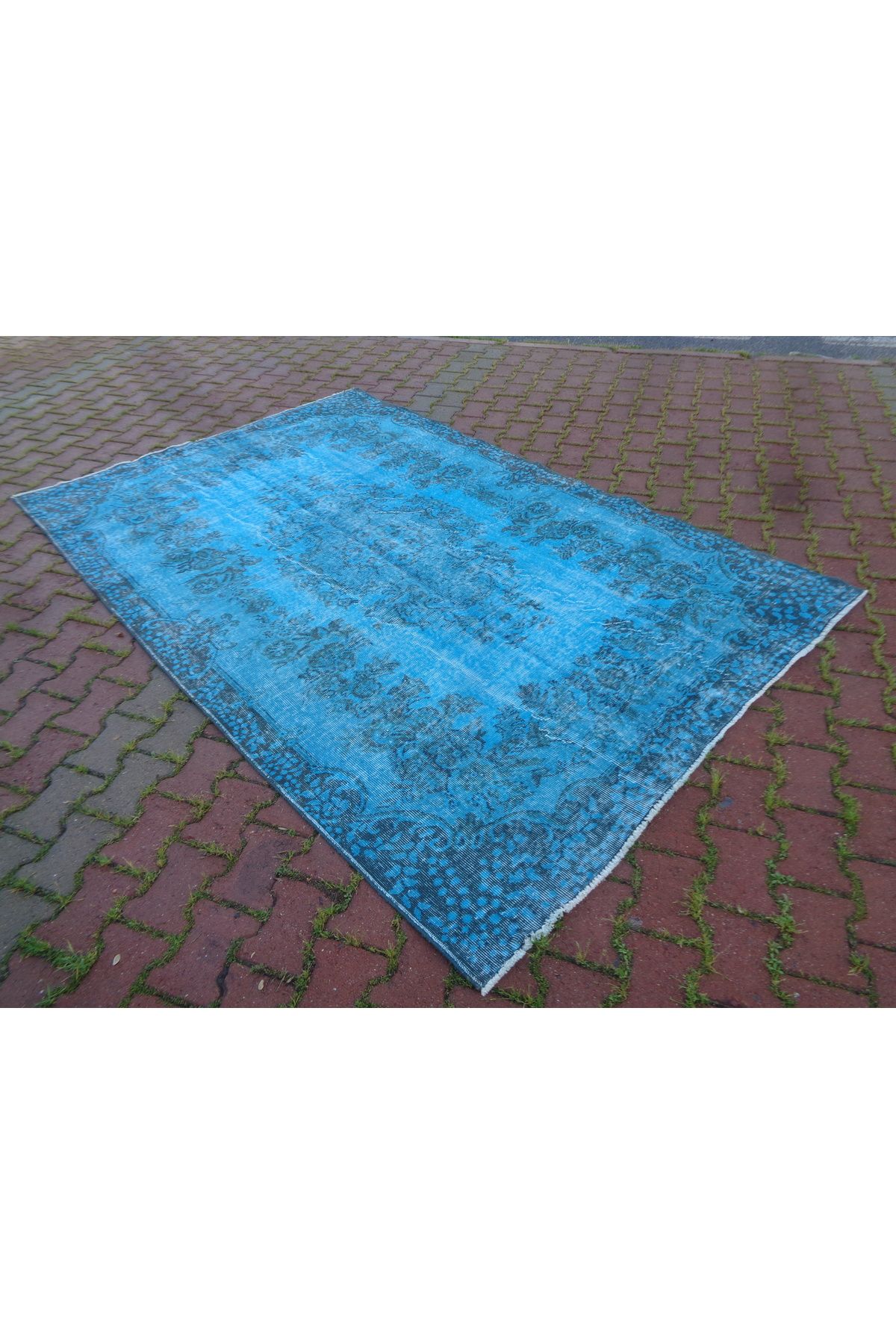 ŞAHMERDANOĞLU ŞAHMERDANOĞLU 176x273 Cm El Yapımı Vintec Çocuk Oda Halısı, Turkuaz Mavili Bohem Yayla Ev Dekor 8600