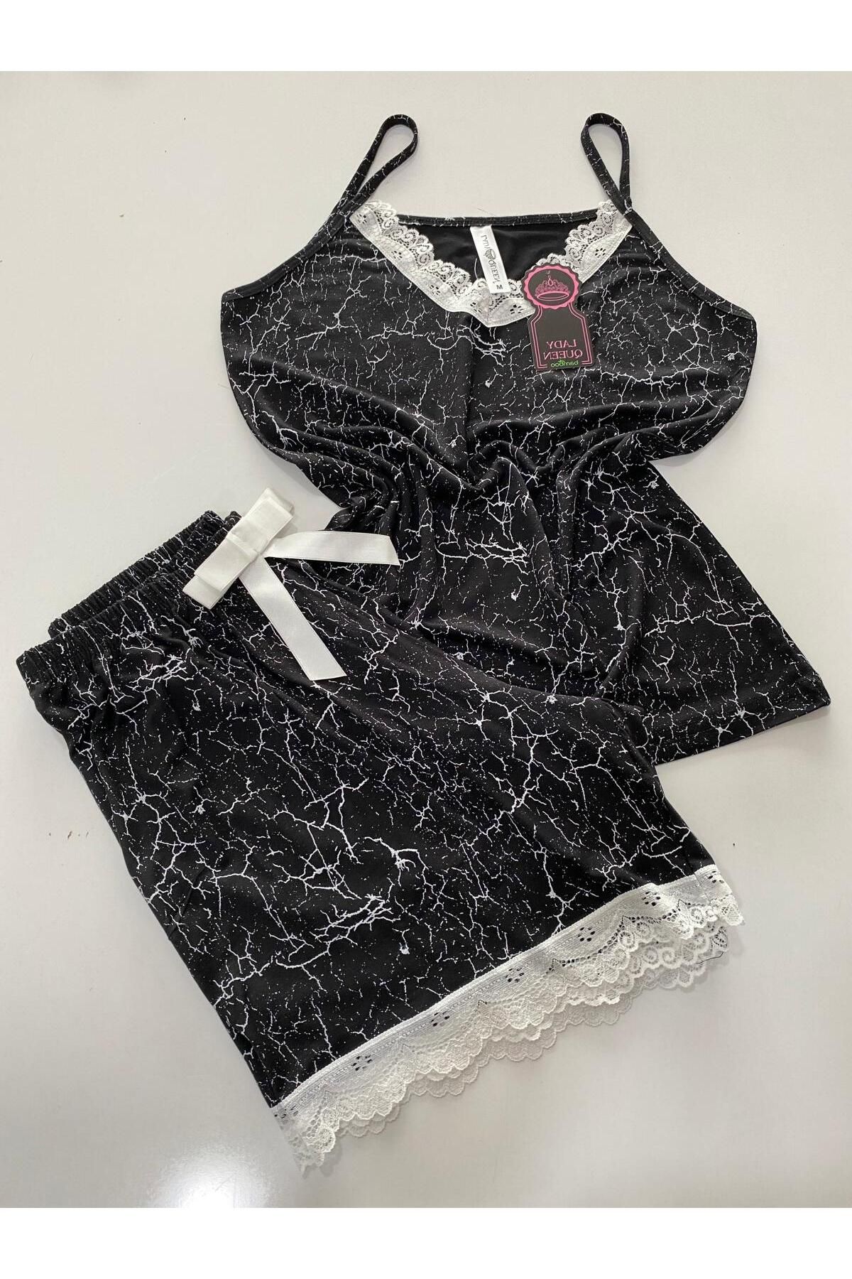 Lady Queen ring viskon şortlu pijama takımı