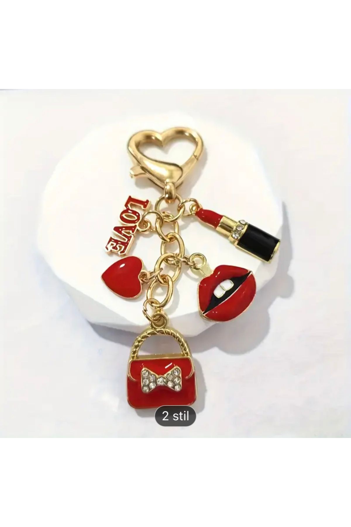 elamindunyasi Anahtarlık Love, Ruj, Kalp, Çanta Figür