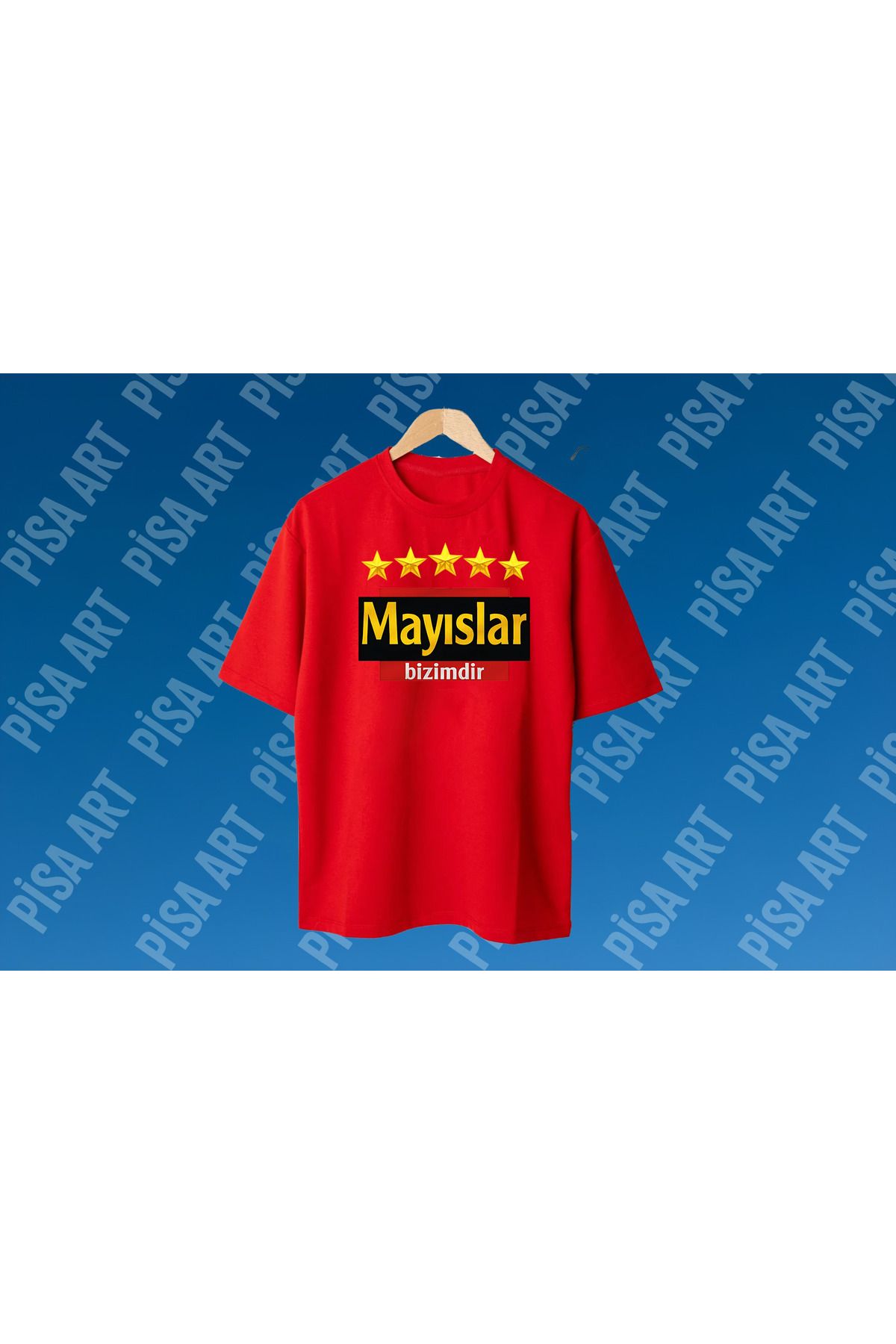 Pisa Art Mayıslar Bizimdir Temalı 5 yıldız Tasarımlı Unisex Çocuk-Yetişkin T-Shirt Kişiye Özel İsim Yazılır