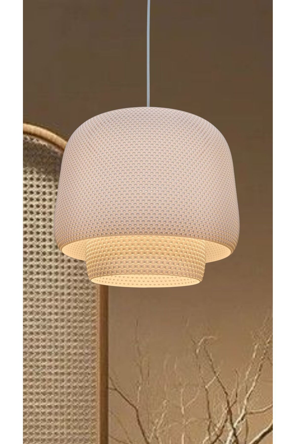 decory Serbenty Beyaz Mesh Yüzey Avize, Yatak Odası, Oturma Odası Tasarım Tekli Sarkıt Avize (PLASTİK) E27