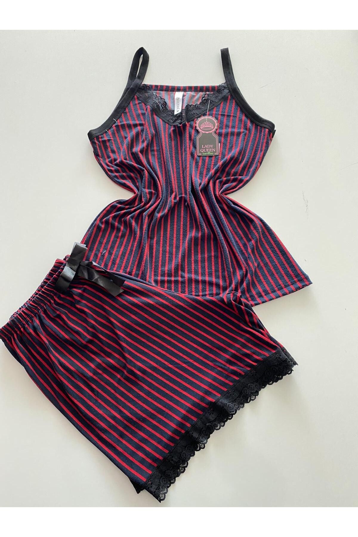 Lady Queen milan dantelli şortlu pijama takımı