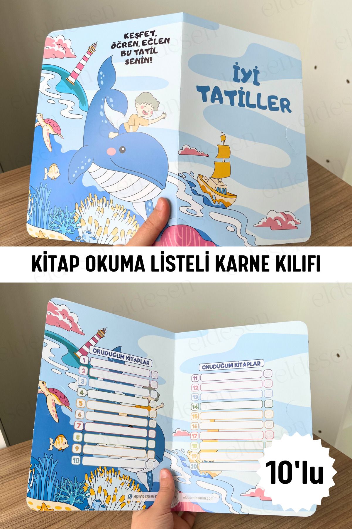 Eldesen Tasarım 10 Adet Karne Kılıfı 23x33cm Okul Mezuniyet Hediyesi Karne Hediyesi