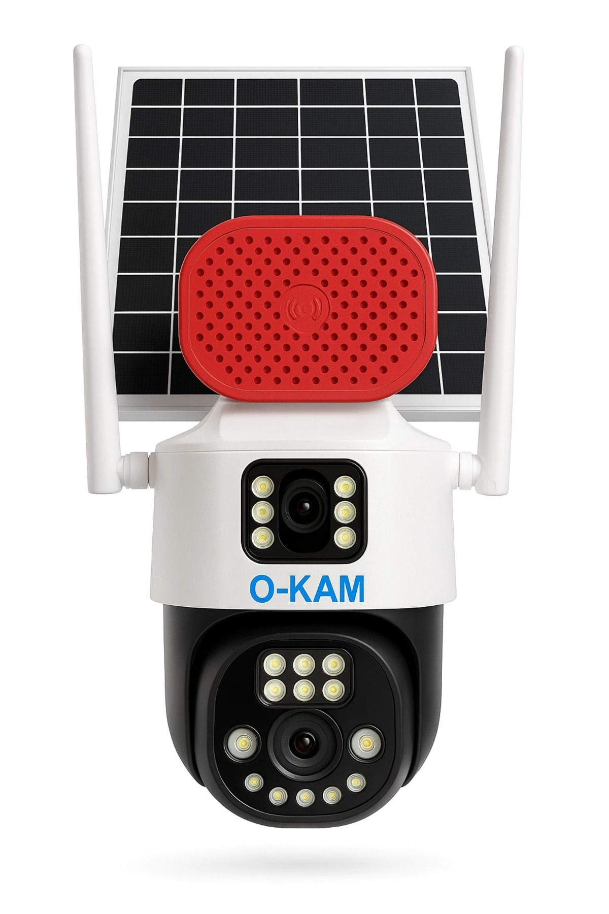 SLTECH WİFİ Solar Güneş Enerjili Kablosuz Çift Lens Sirenli 6MP Gece Görüşlü OKAM 7015 Güvenlik Kamerası