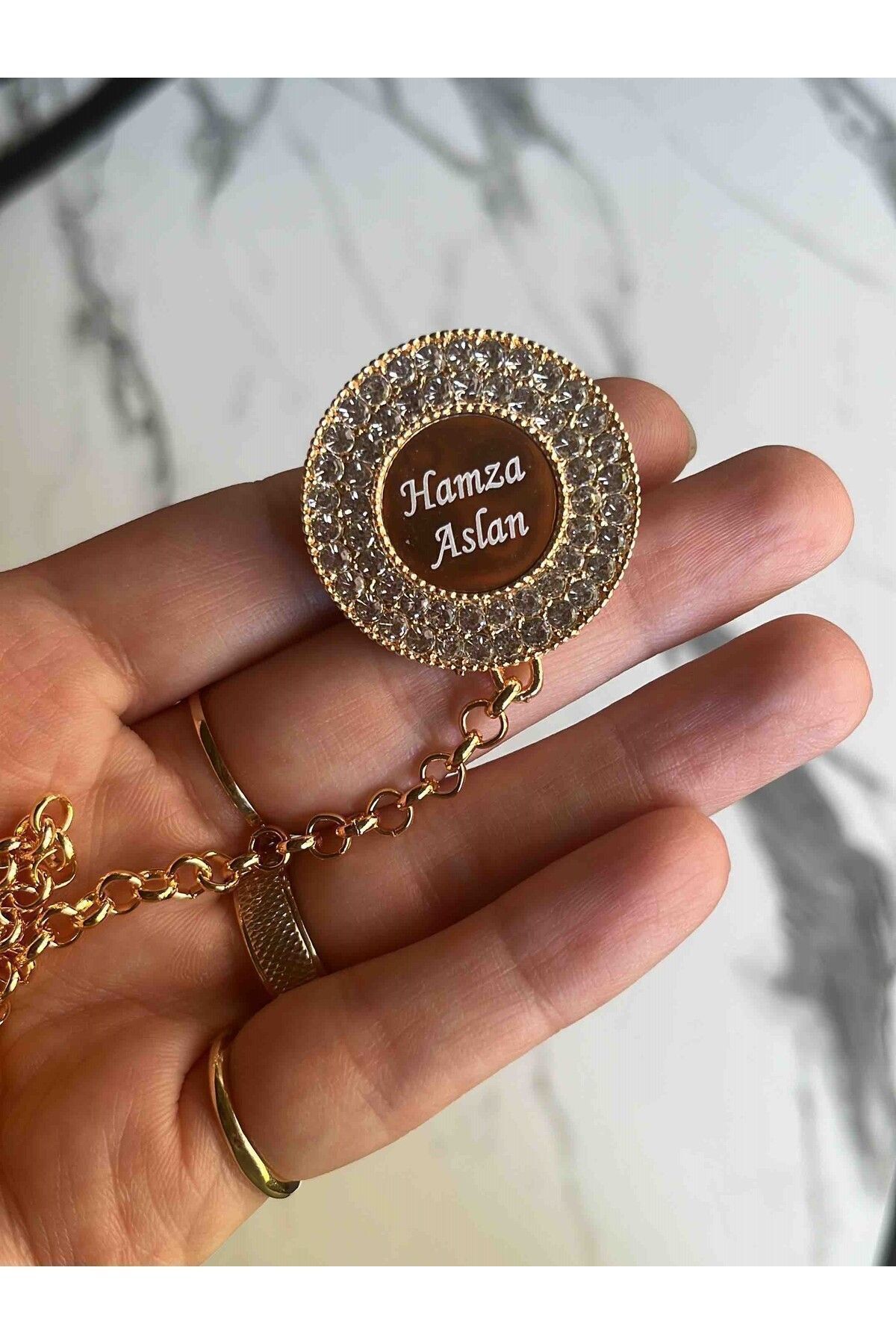 Sahi Aksesuar Kaplama Isimli Zirkon Taşlı Bebek Emzik Zinciri 0158