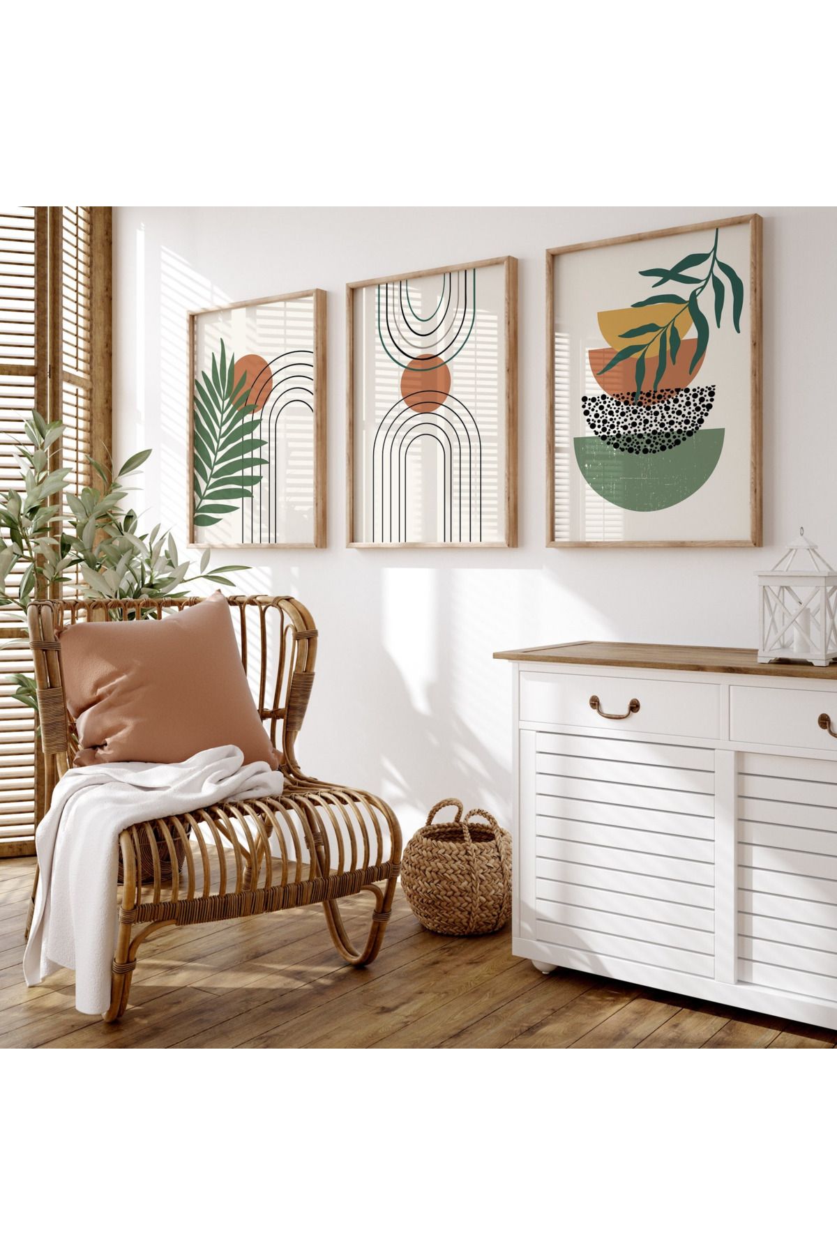 Tuba Decor 3 Parça Ahşap Çerçeve Görünümlü MDF Poster Tablo Seti