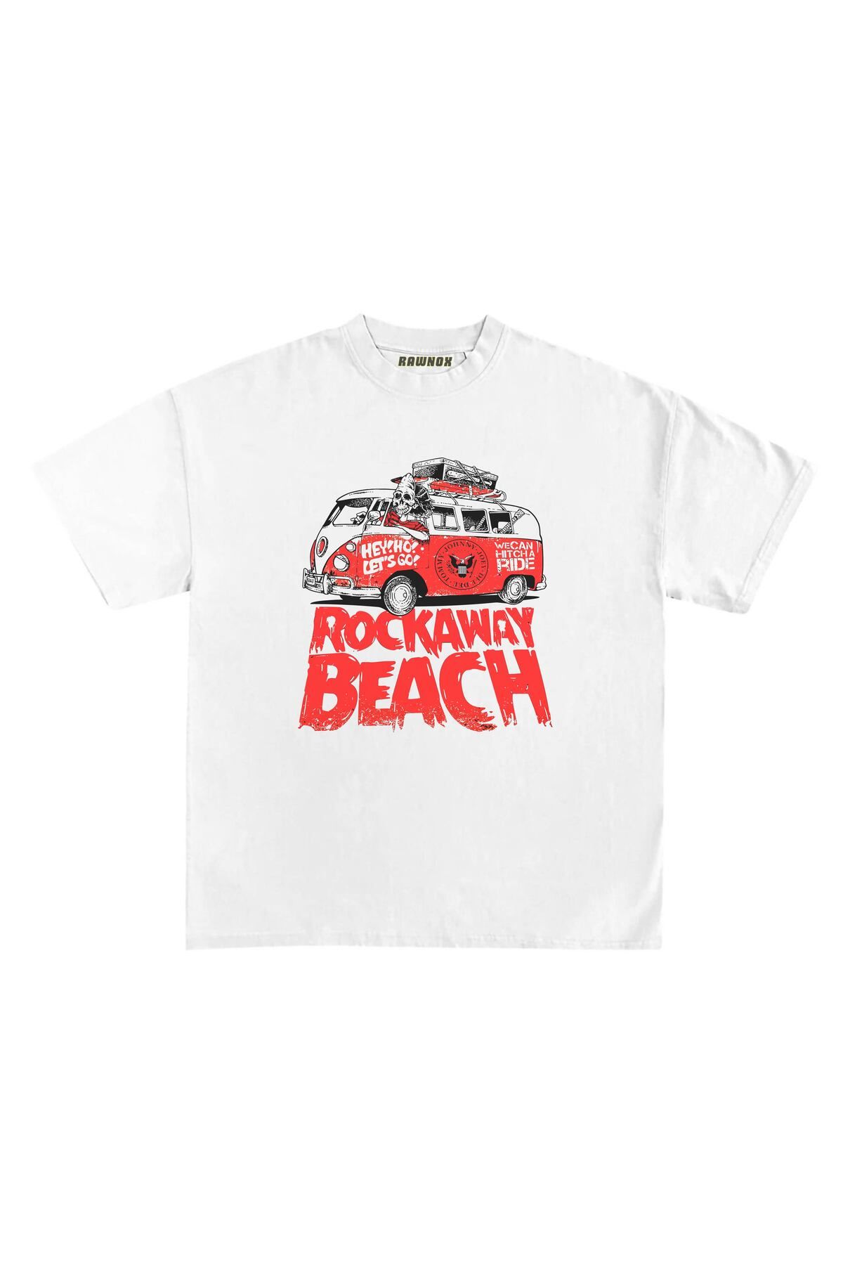 RawNox Unisex Bol Kalıp RawNox Özel Koleksiyon Kelebek Rockaway Beach Tshirt