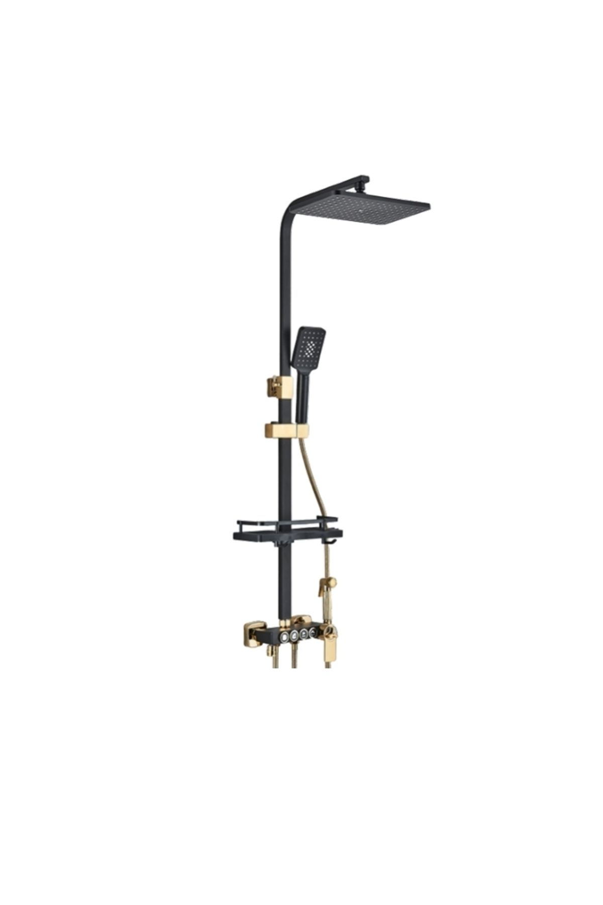 Blackswan Design Coloana Dus,blackswan,tip M147,negru/auriu Ajustabil,termostat,pipa Mobila,dus Presiune,120 Cm - One Size