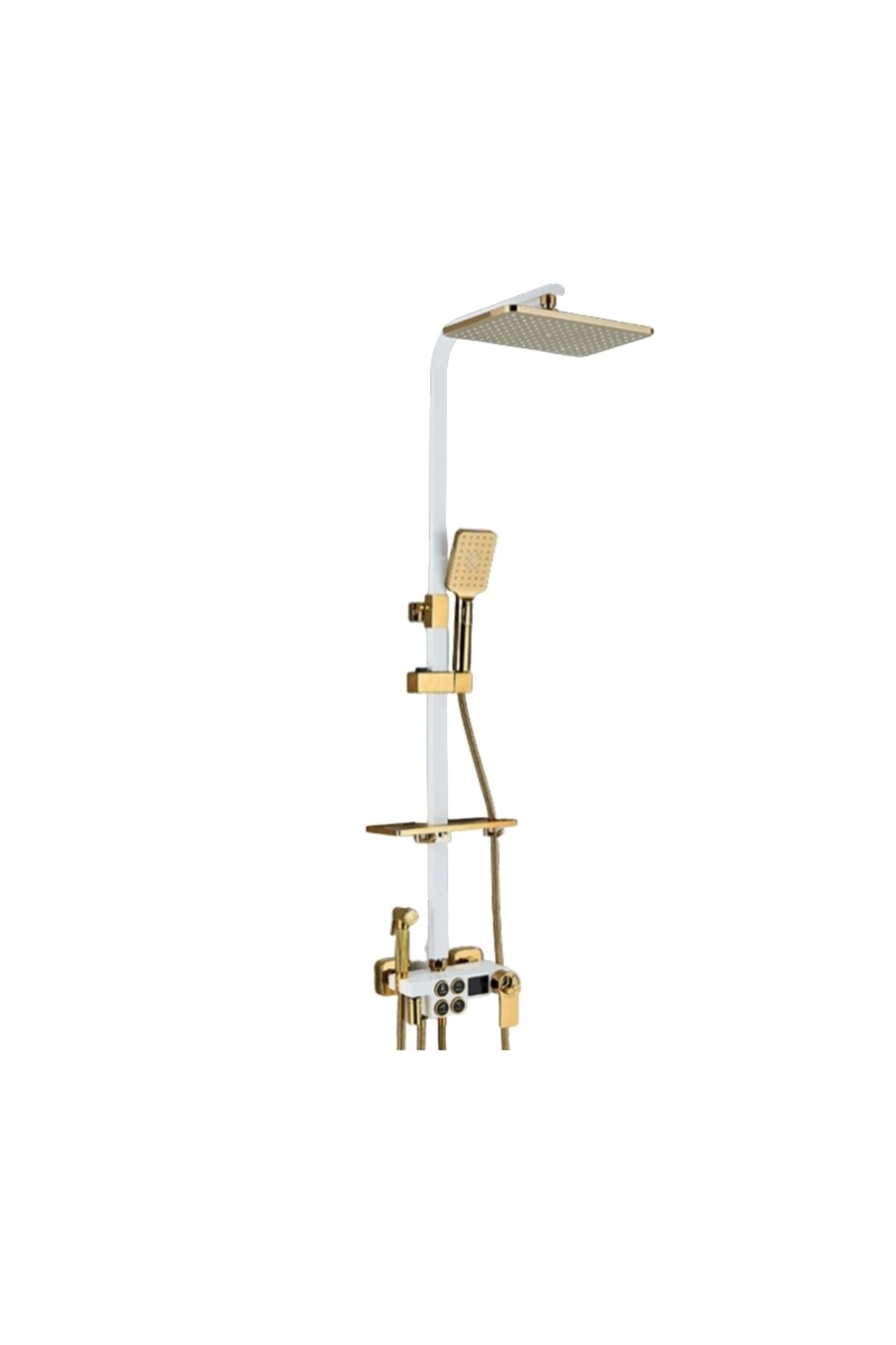 Blackswan Design Coloana Dus,blackswan, Tip M141, Alb/auriu Ajustabil, Termostat, Dus Presiune, Afisaj Digital,110 Cm - One Size