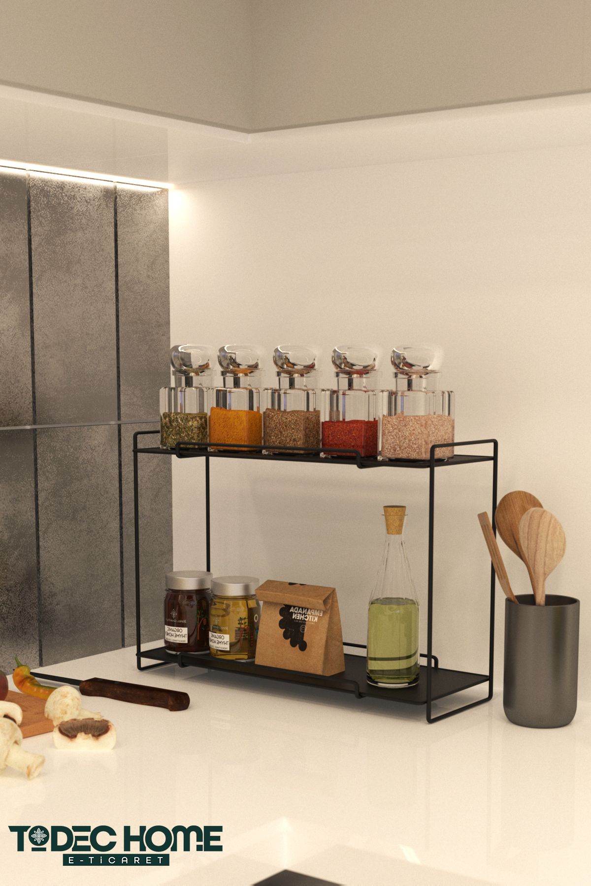 2 Katlı Banyo Düzenleyici Raf Kitap Parfüm Havlu Mutfak Rafı Standı Baharatlık Organizer