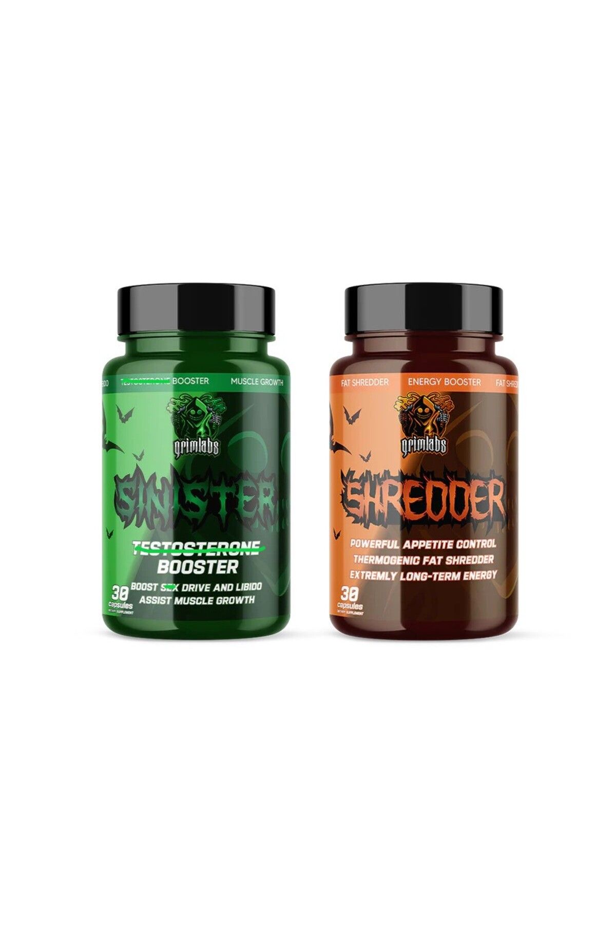 grim labs Grimlabs Fat Burn Starter Pack - Sinister Test Booster & Shredder Fat Burner 30 Mix Caps