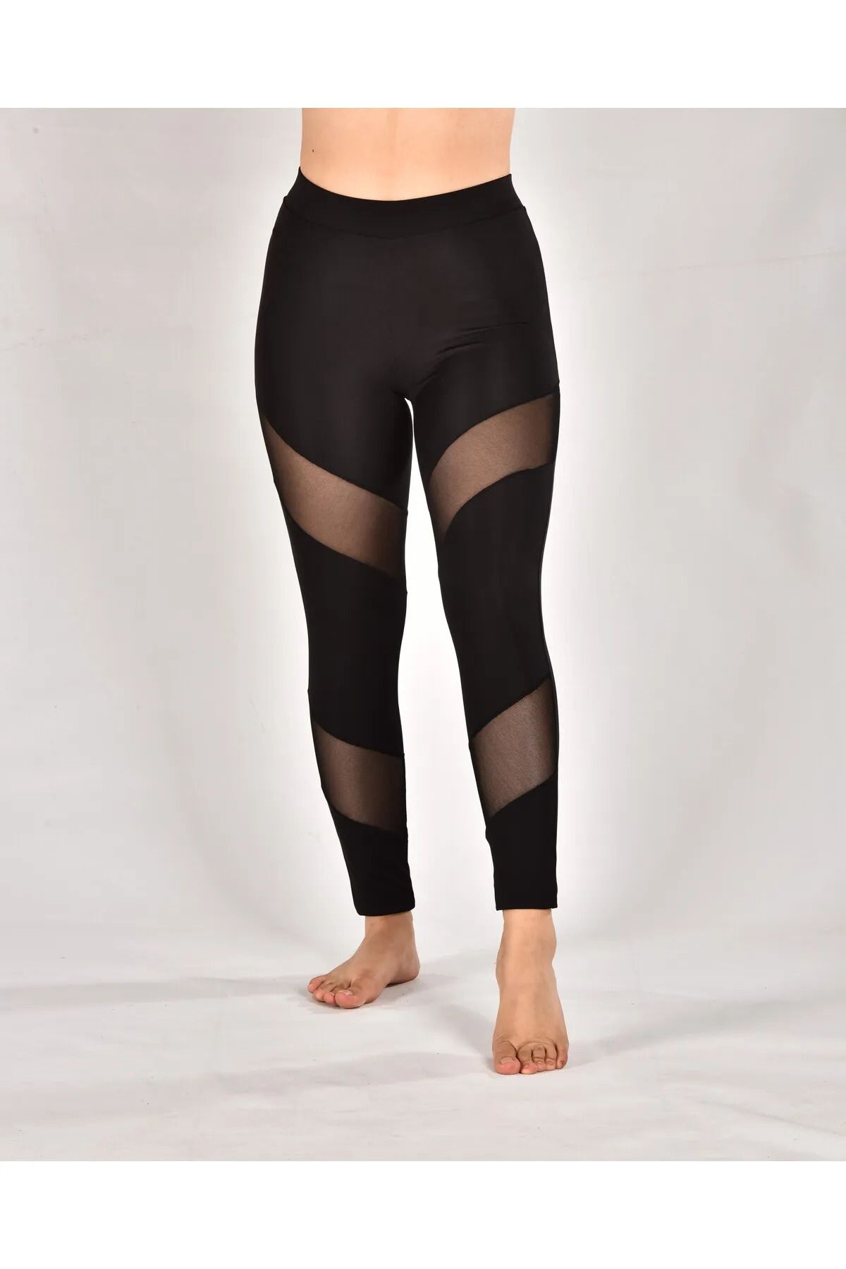 shop Kadın Tüllü Uzun Siyah Spor Tayt