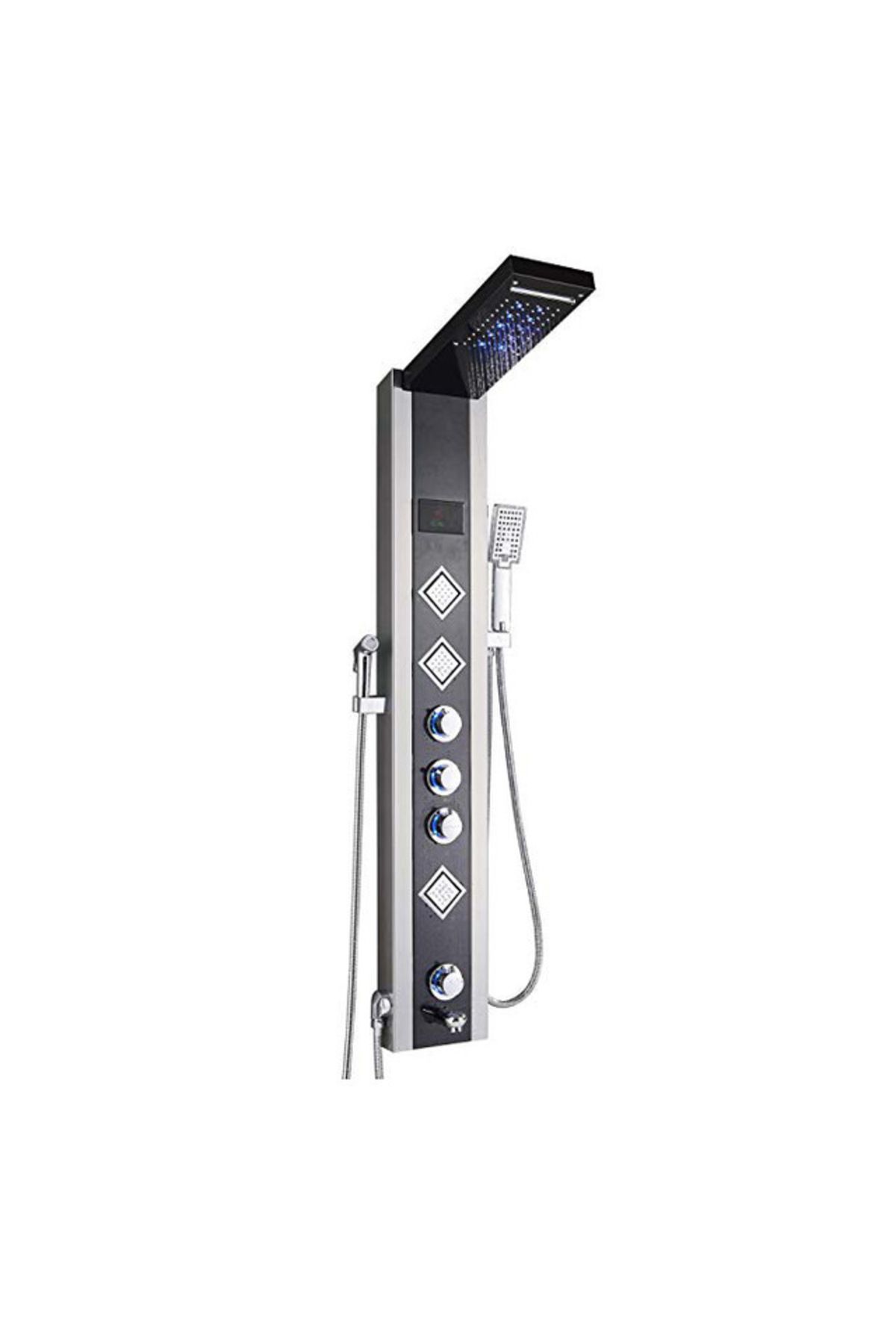 Blackswan Design Panel Dus, Blackswan, Tip M9006 Negru Cu Led, Afisaj Digital, Pipa, Dus Bideu Si Functii Spa, 125 Cm - One Size