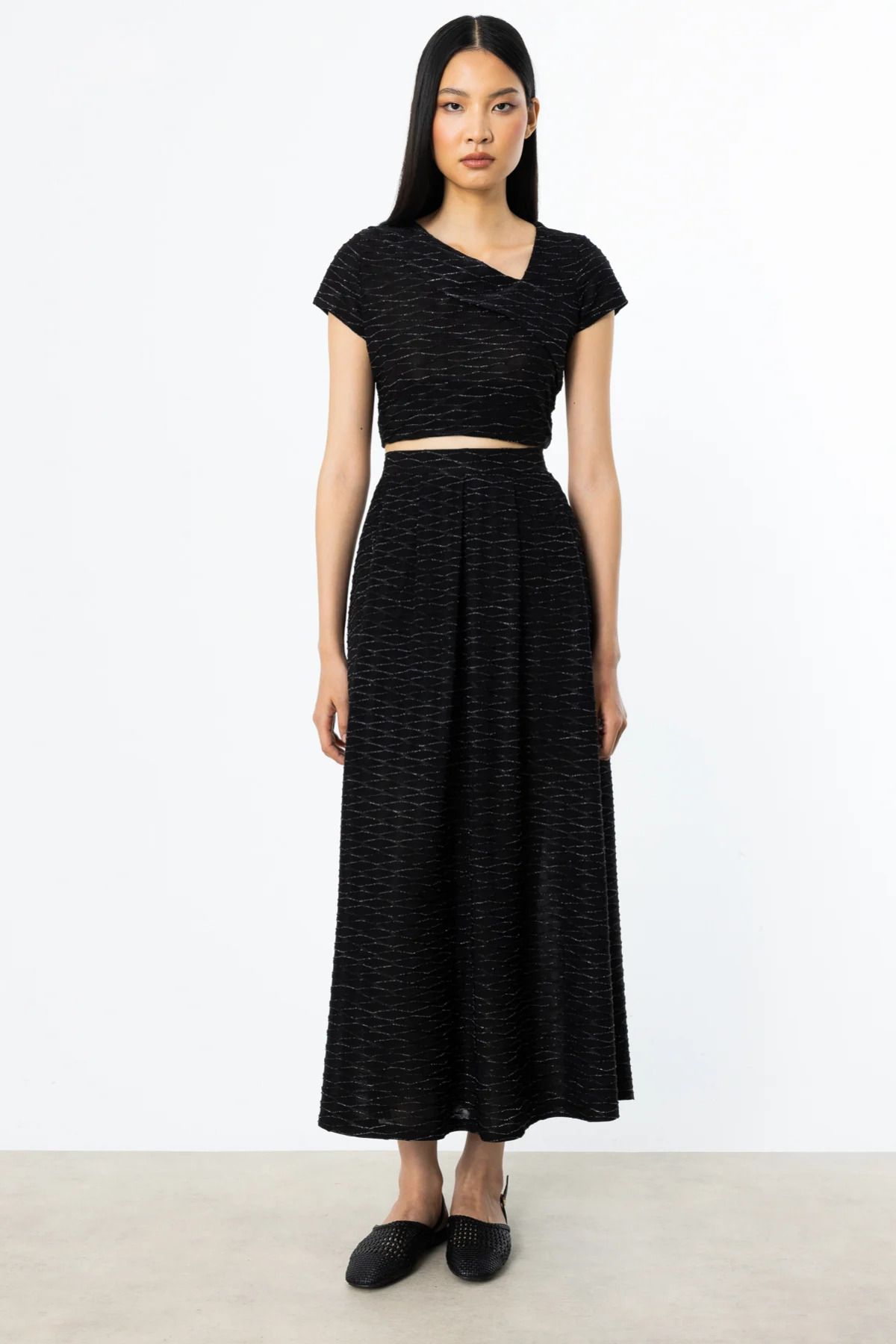 On Fashion On Pileli Simli Etek Siyah-51439