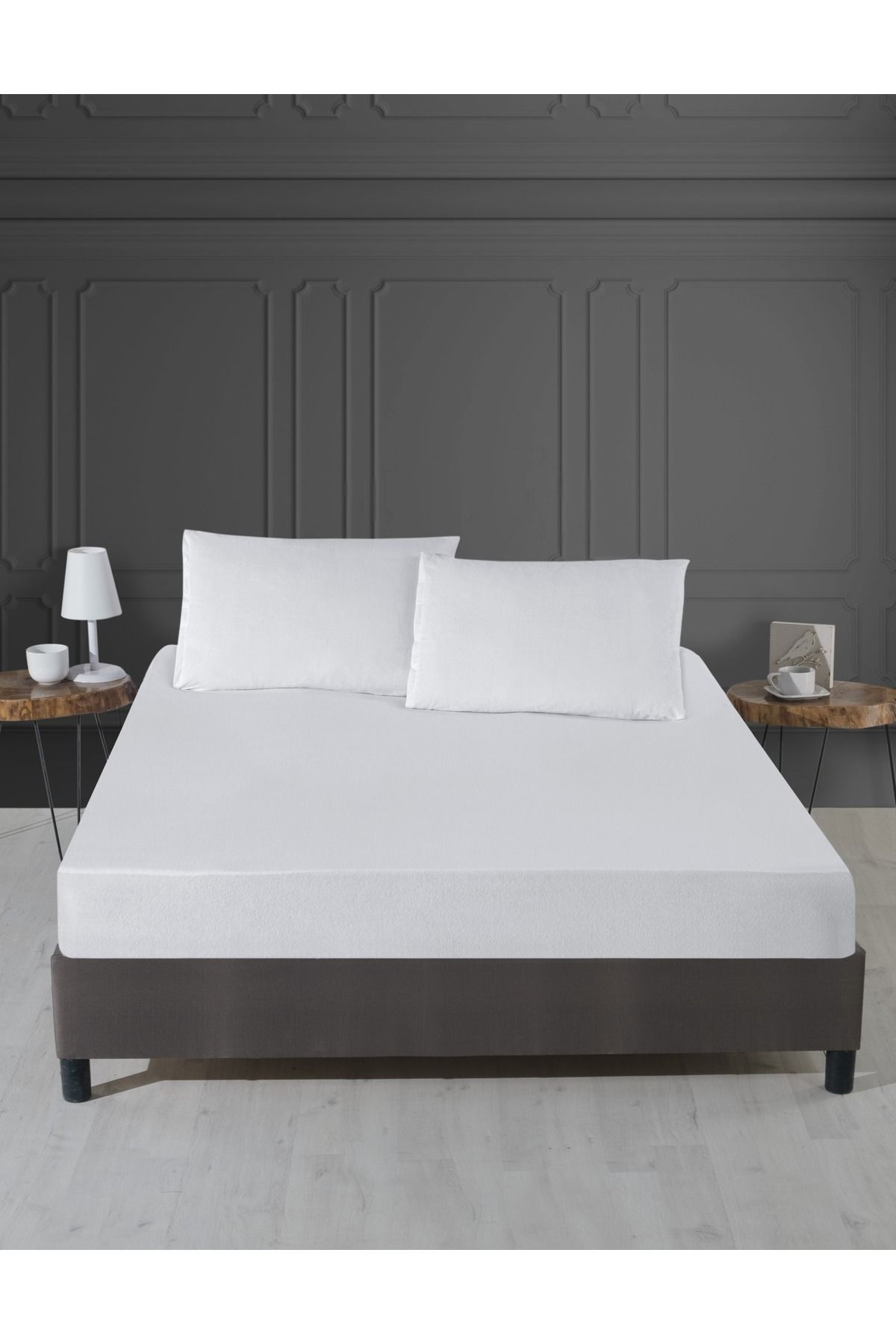 GOLDROOM Micro Fitted Sıvı Geçirmez Alez Çarşaf Tek Çift Kişilik Beyaz Renkli Yatak Koruyucu