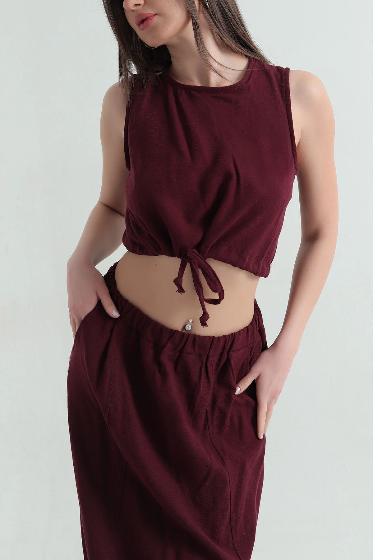 Secret Passion Lingerie Bordo Bluz Etek Dimi Kadın İkili Takım