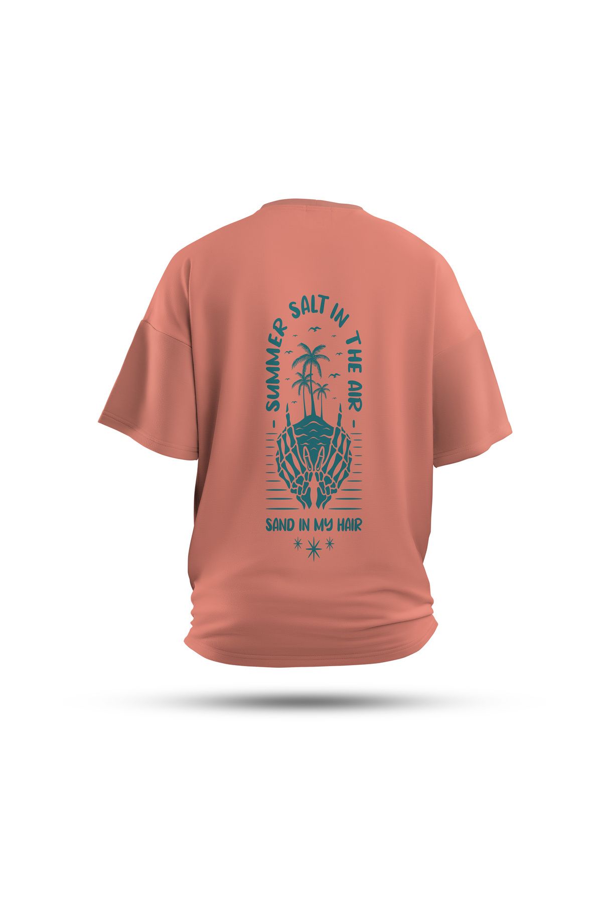 Zestia Unisex T-Shirt, Eternal Summer Sırt Baskılı, Regular, %100 Pamuk, Somon T-Shirt No: 0285