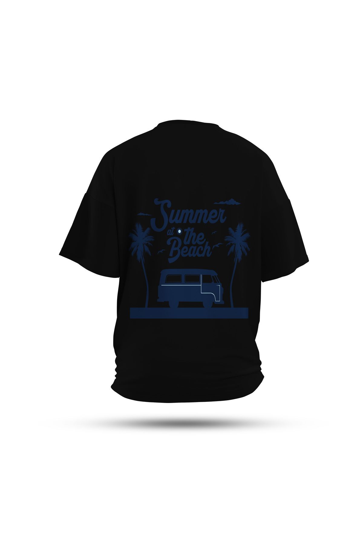Zestia Unisex T-Shirt, Beach Vibes Sırt Baskılı, Regular, %100 Pamuk, Siyah T-Shirt No: 0281