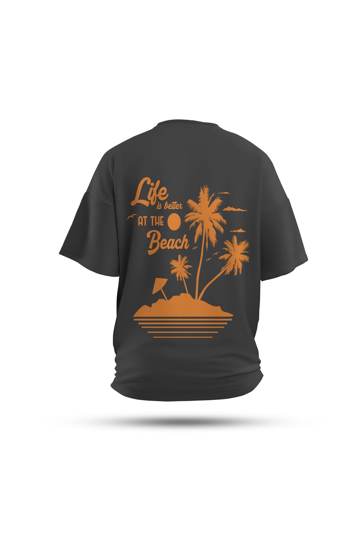 Zestia Unisex T-Shirt, Life İs Butter Sırt Baskılı, Regular, %100 Pamuk, Antrasit T-Shirt No: 0279
