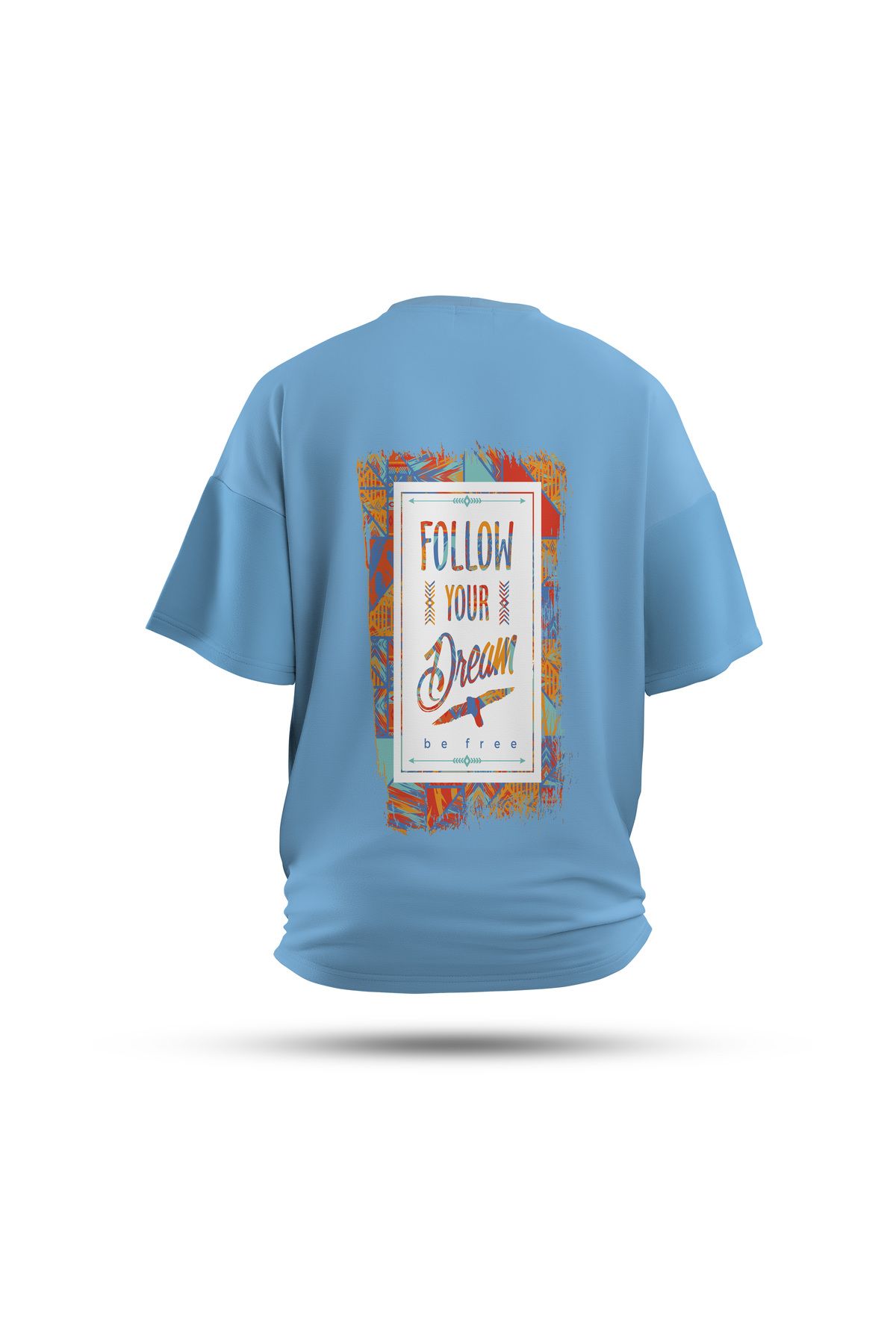 Zestia Unisex T-Shirt, Vintage Dream Sırt Baskılı, Regular, %100 Pamuk, Mavi T-Shirt No: 0261