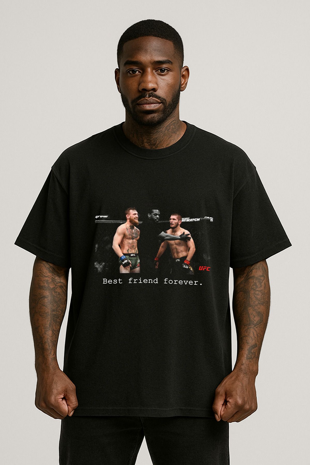 Grove Fashion Conor McGregor vs Khamzat Baskılı Unisex Oversize T-Shirt