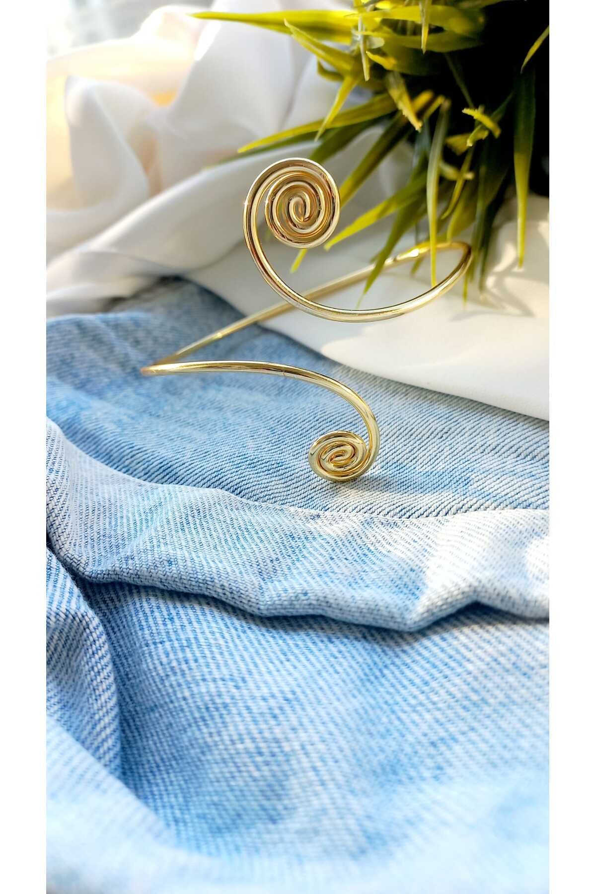 ZeynDesign El Yapımı Spiral Altın Renkli Kol Bilekliği Pazu Bandı
