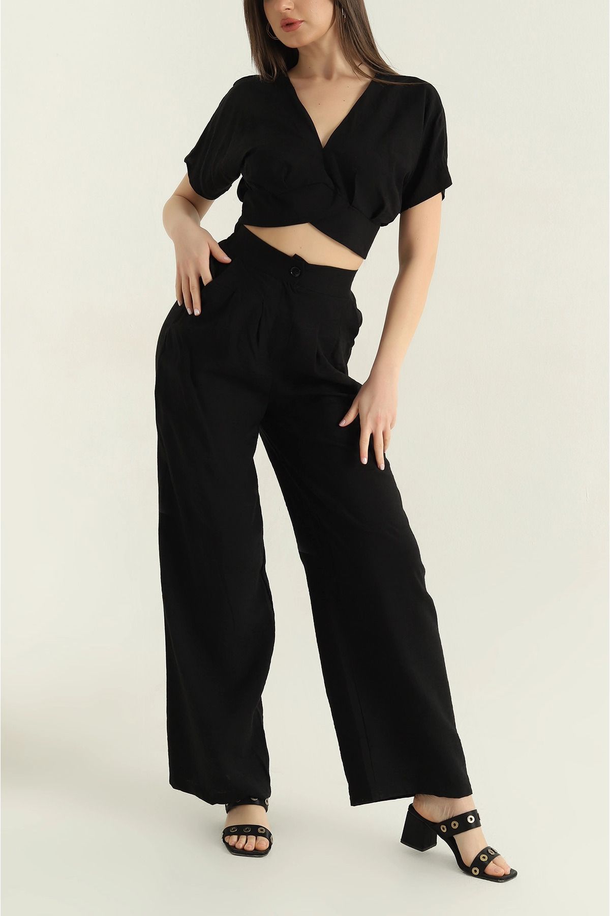 Secret Passion Lingerie Siyah Mono Touch Bluz Pantolon Kadın İkili Takım