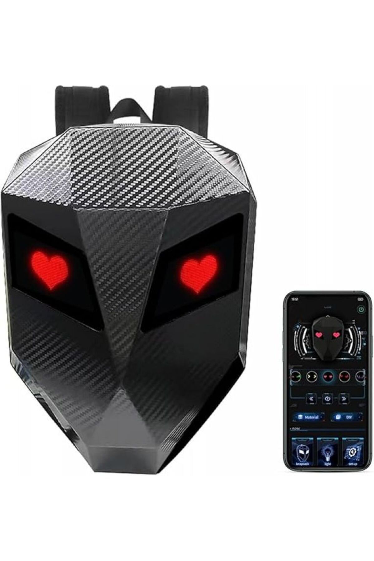 Plyisty LED Motosiklet Sırt Çantası, Programlanabilir Ekranlı Büyük Kapasiteli Sert Kabuklu