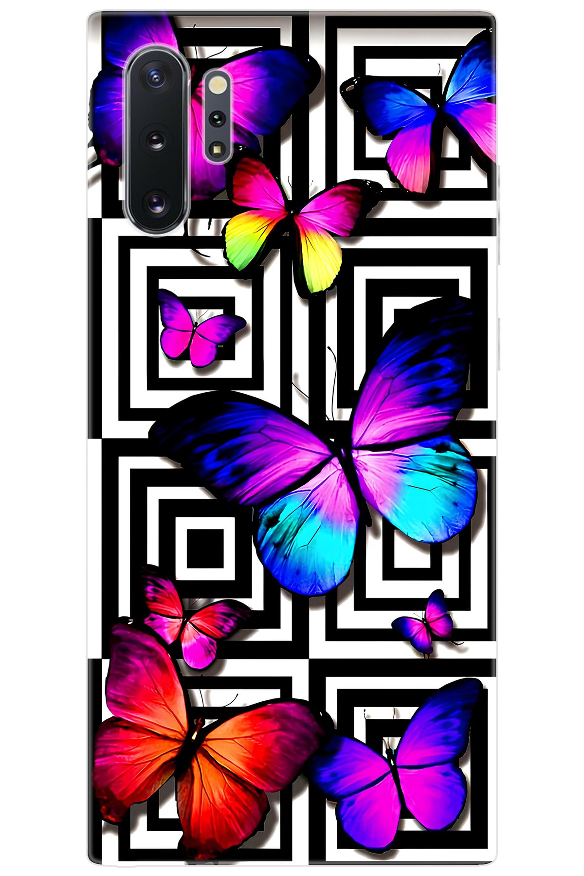 Ceppare Samsung Galaxy Note 10 PLUS (SM-N975F) Uyumlu Kılıf Desenli Silikon Kelebek STK:699 CP-HjUux4W