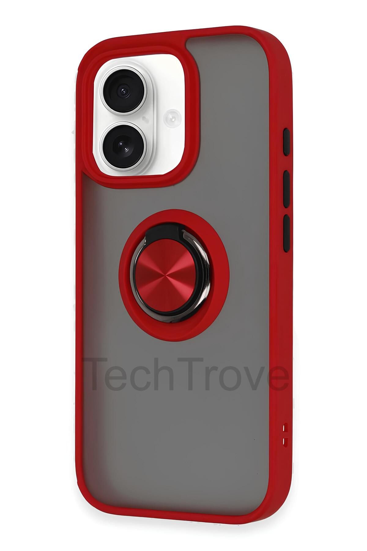 TechTrove iPhone 12 Kılıf Yüzüklü Stand Özellikli Darbe Korumalı Mat Silikon Kapak