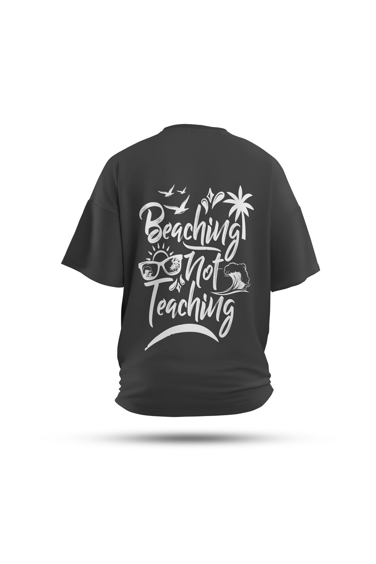 Zestia Unisex T-Shirt, Beach Rebel Sırt Baskılı, Regular, %100 Pamuk, Antrasit T-Shirt No: 0287