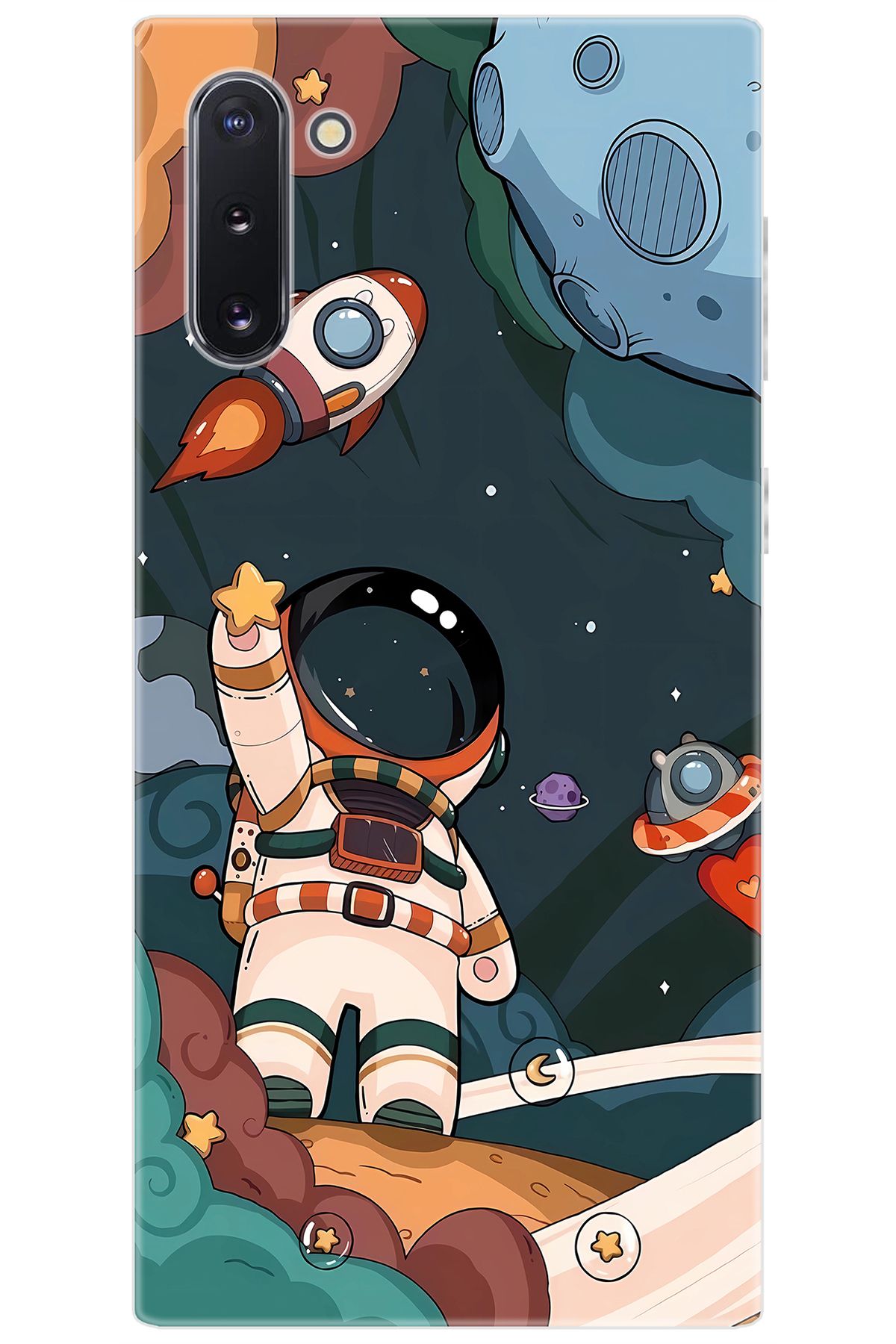 Ceppare Samsung Galaxy Note 10 (SM-N970F) Uyumlu Kılıf Desenli Silikon Astronot STK:696 CP-z2Dg3AK