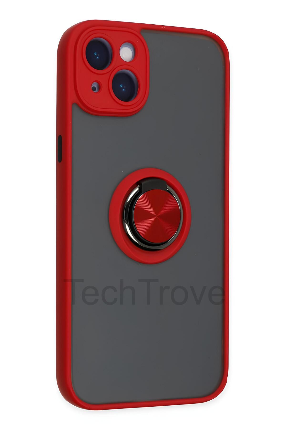 TechTrove iPhone 14 Kılıf Yüzüklü Stand Özellikli Darbe Korumalı Mat Silikon Kapak