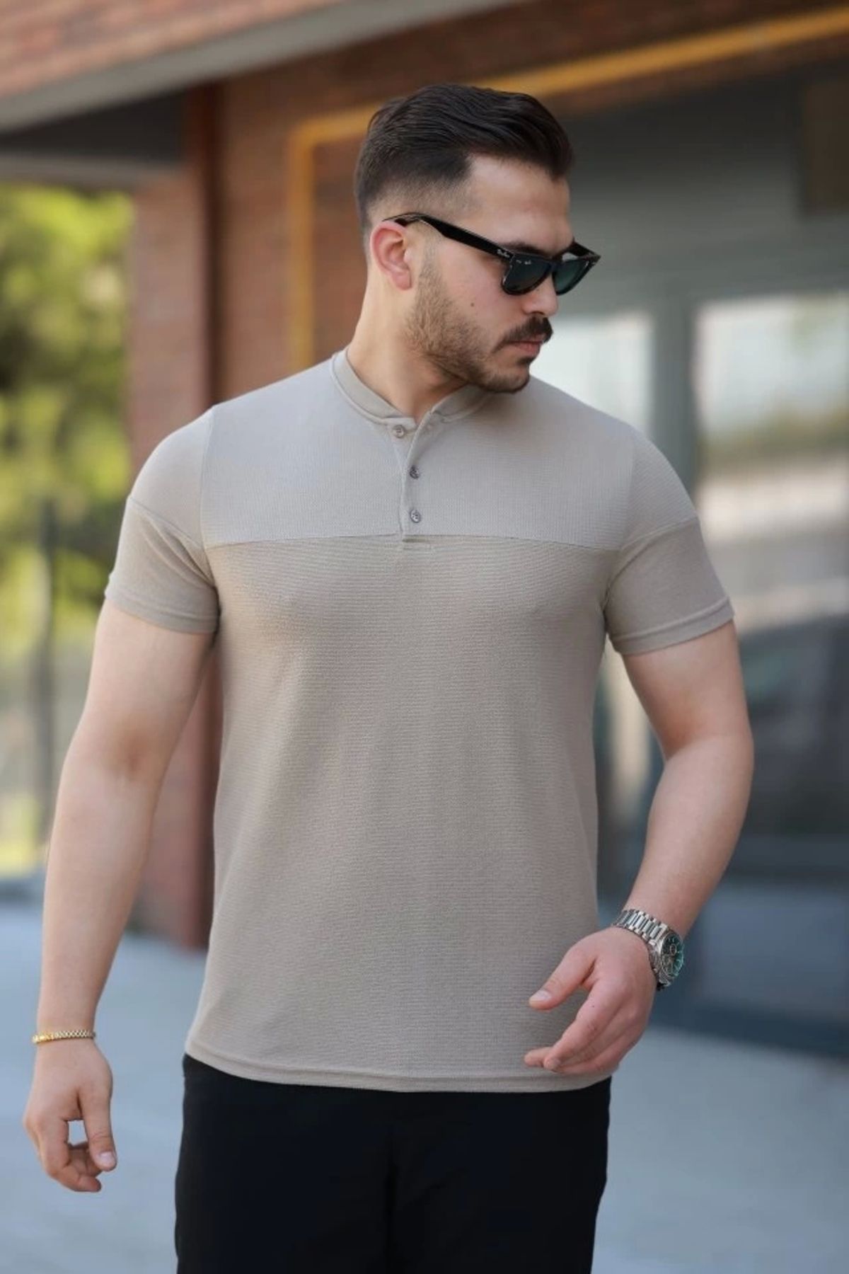 Kaplan Erkek Hakim Yakalı Kısa Kollu Pamuklu T-shirt