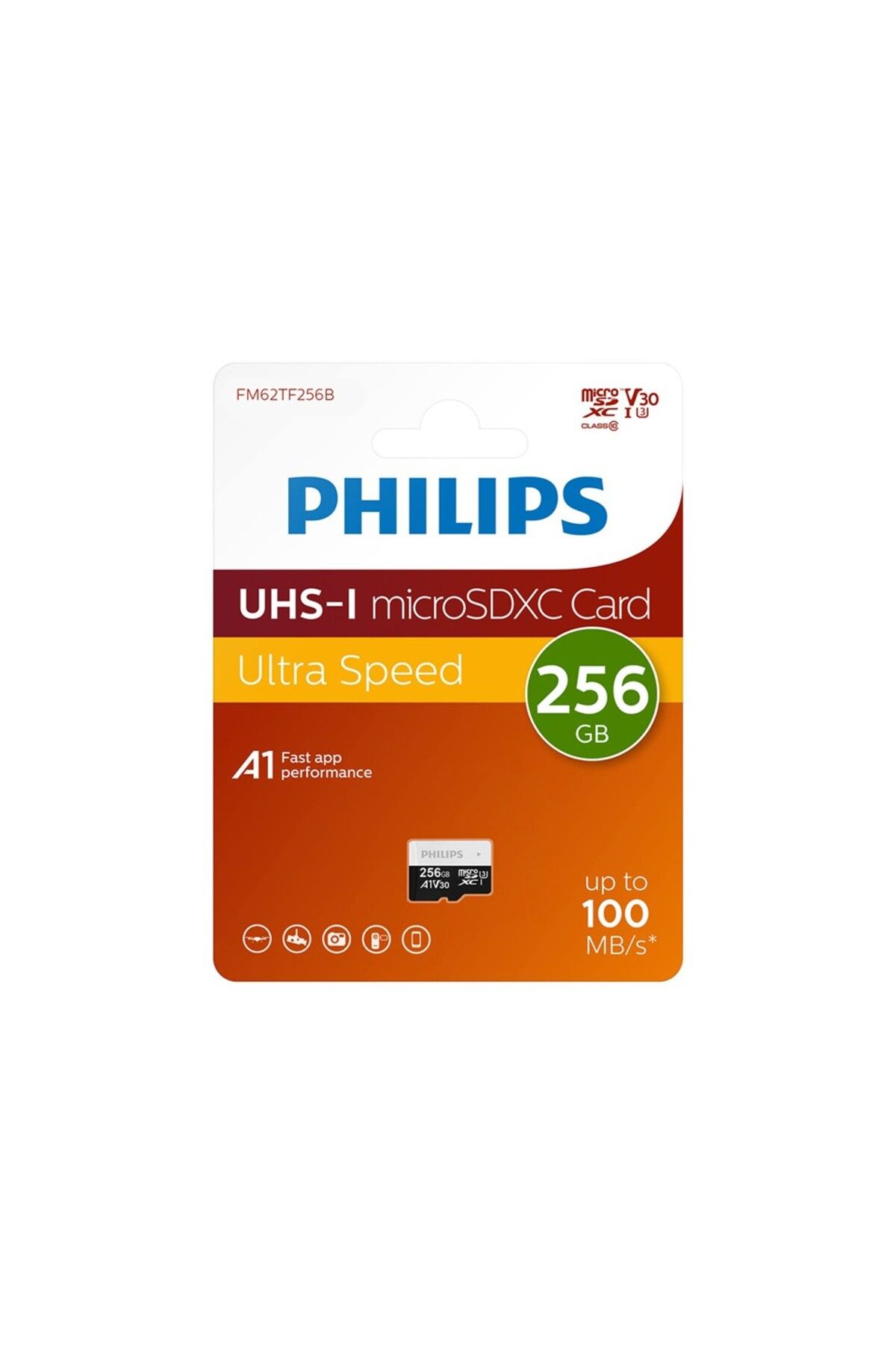 Philips 256GB A1 V30 MicroSDXC Hafıza Kartı 4K 130MB/s Micro SD Kart