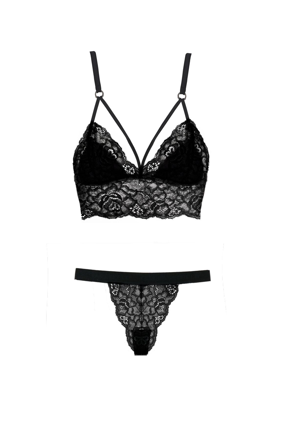 Simi Underwear Mia Kadın Siyah Dantelli Sütyen Takım