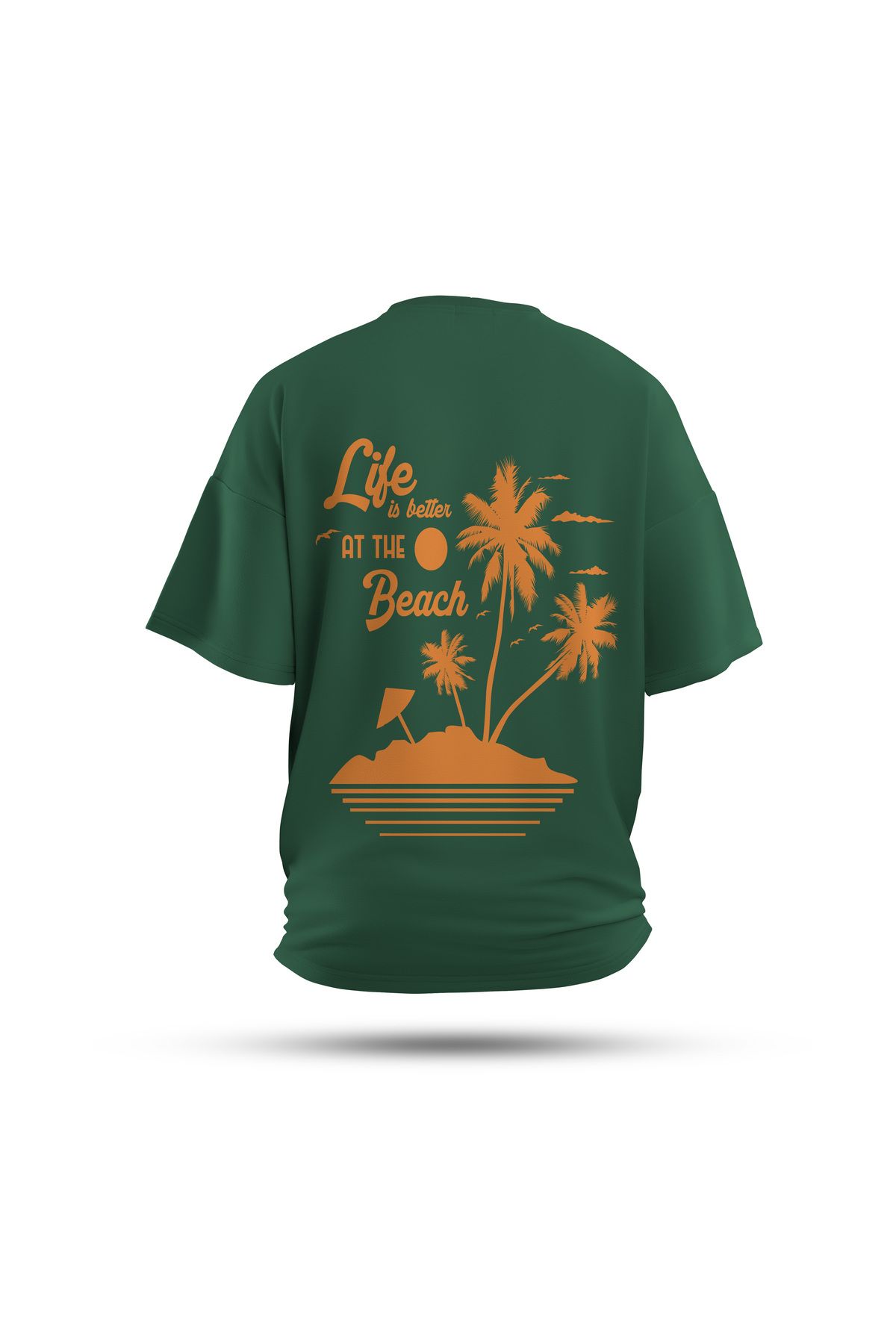 Zestia Unisex T-Shirt, Life İs Butter Sırt Baskılı, Regular, %100 Pamuk, Yeşil T-Shirt No: 0279