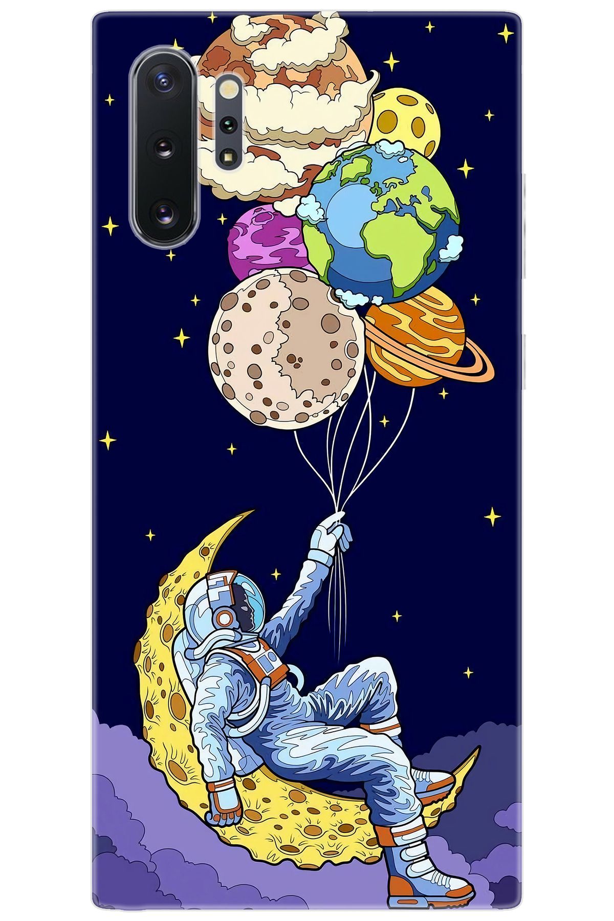 Ceppare Samsung Galaxy Note 10 PLUS (SM-N975F) Uyumlu Kılıf Desenli Silikon Astronot STK:729 CP-wEiscz0