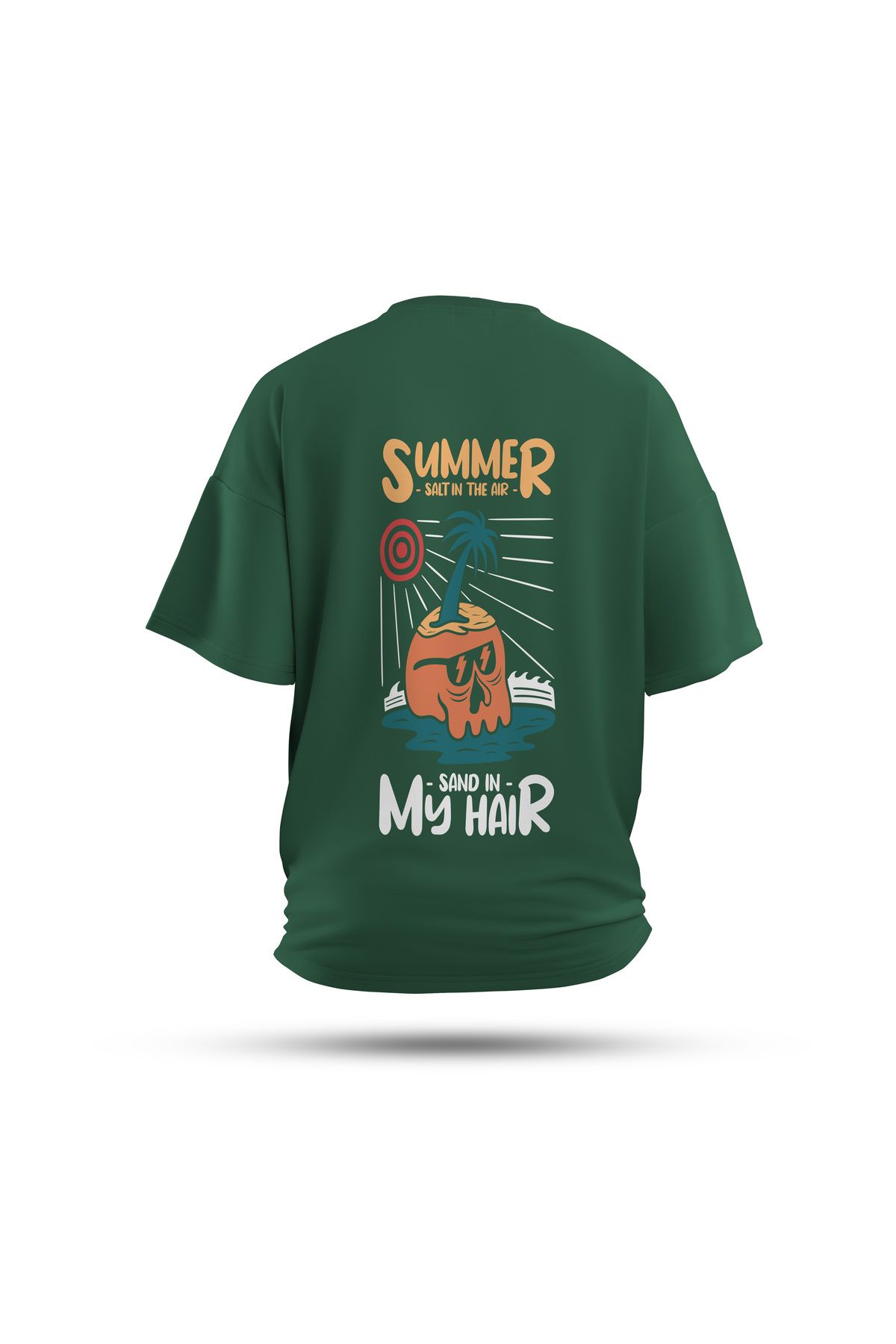 Zestia Unisex T-Shirt, Beach Riot Sırt Baskılı, Regular, %100 Pamuk, Yeşil T-Shirt No: 0284