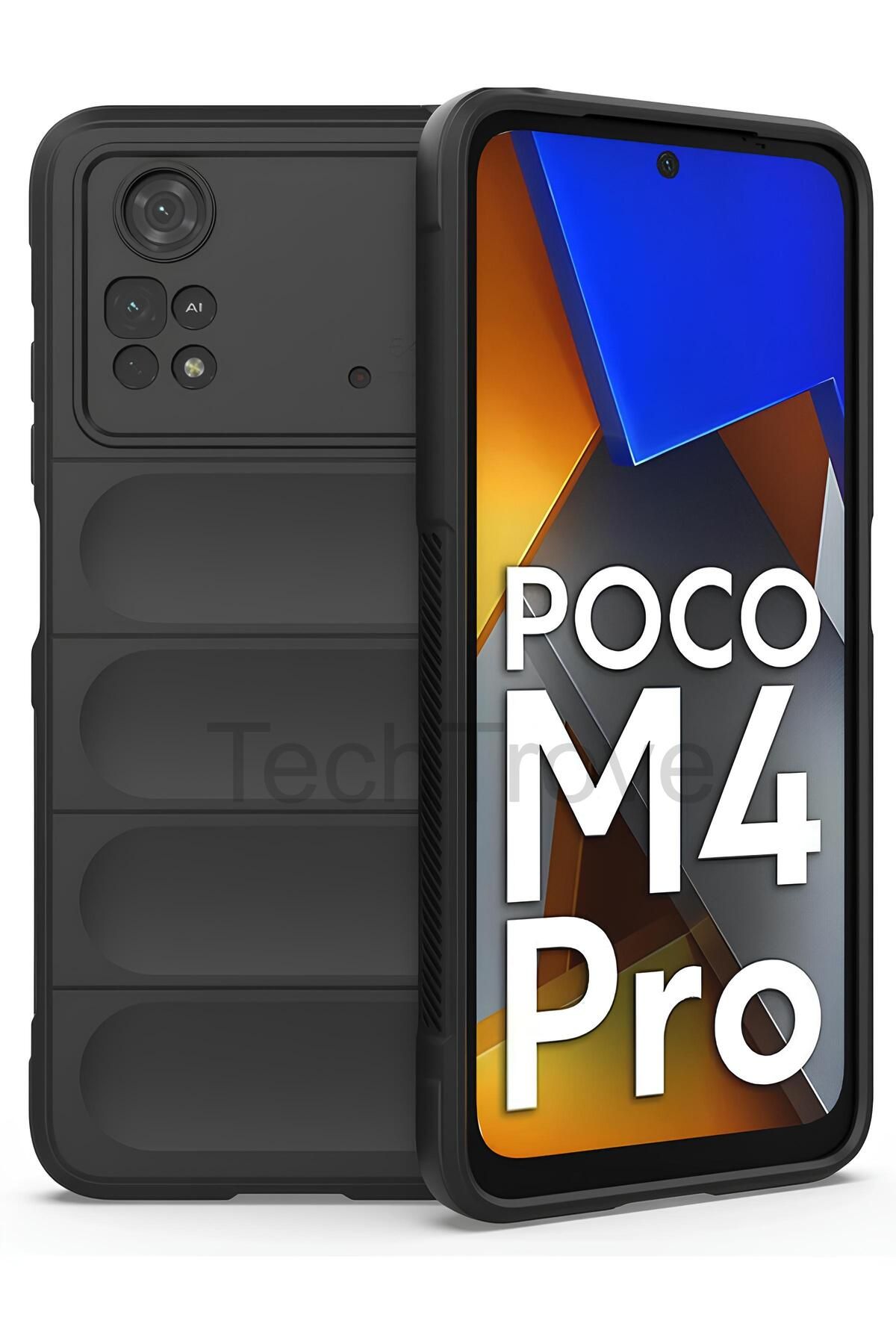 TechTrove Xiaomi Poco M4 Pro 4G Kılıf Elde Kaymaz İçi Kadife Silikon Kapak