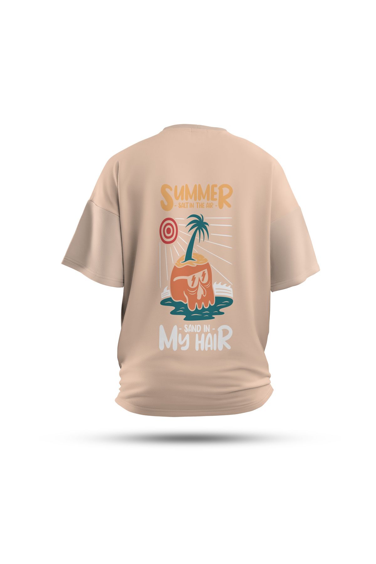 Zestia Unisex T-Shirt, Beach Riot Sırt Baskılı, Regular, %100 Pamuk, Krem T-Shirt No: 0284