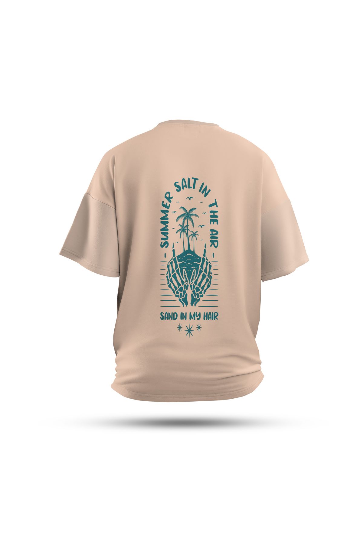 Zestia Unisex T-Shirt, Eternal Summer Sırt Baskılı, Regular, %100 Pamuk, Krem T-Shirt No: 0285