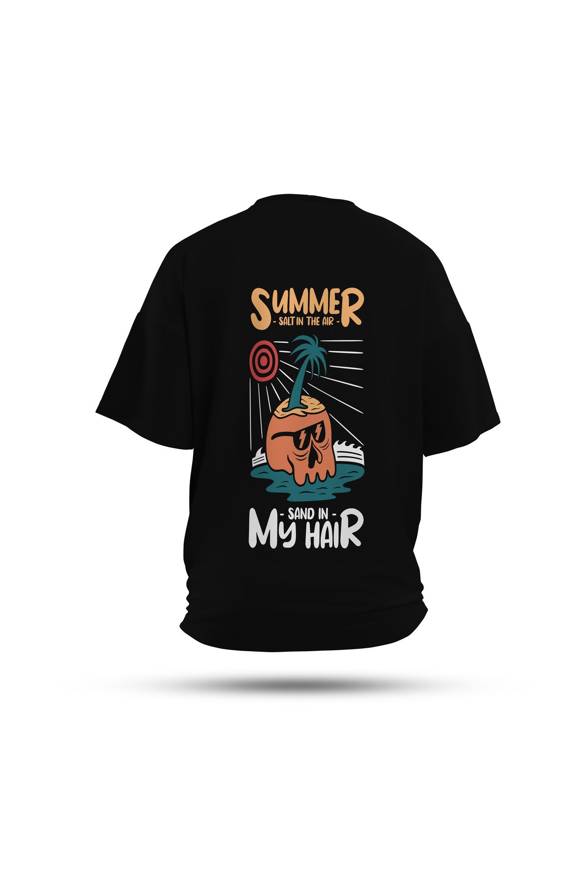Zestia Unisex T-Shirt, Beach Riot Sırt Baskılı, Regular, %100 Pamuk, Siyah T-Shirt No: 0284