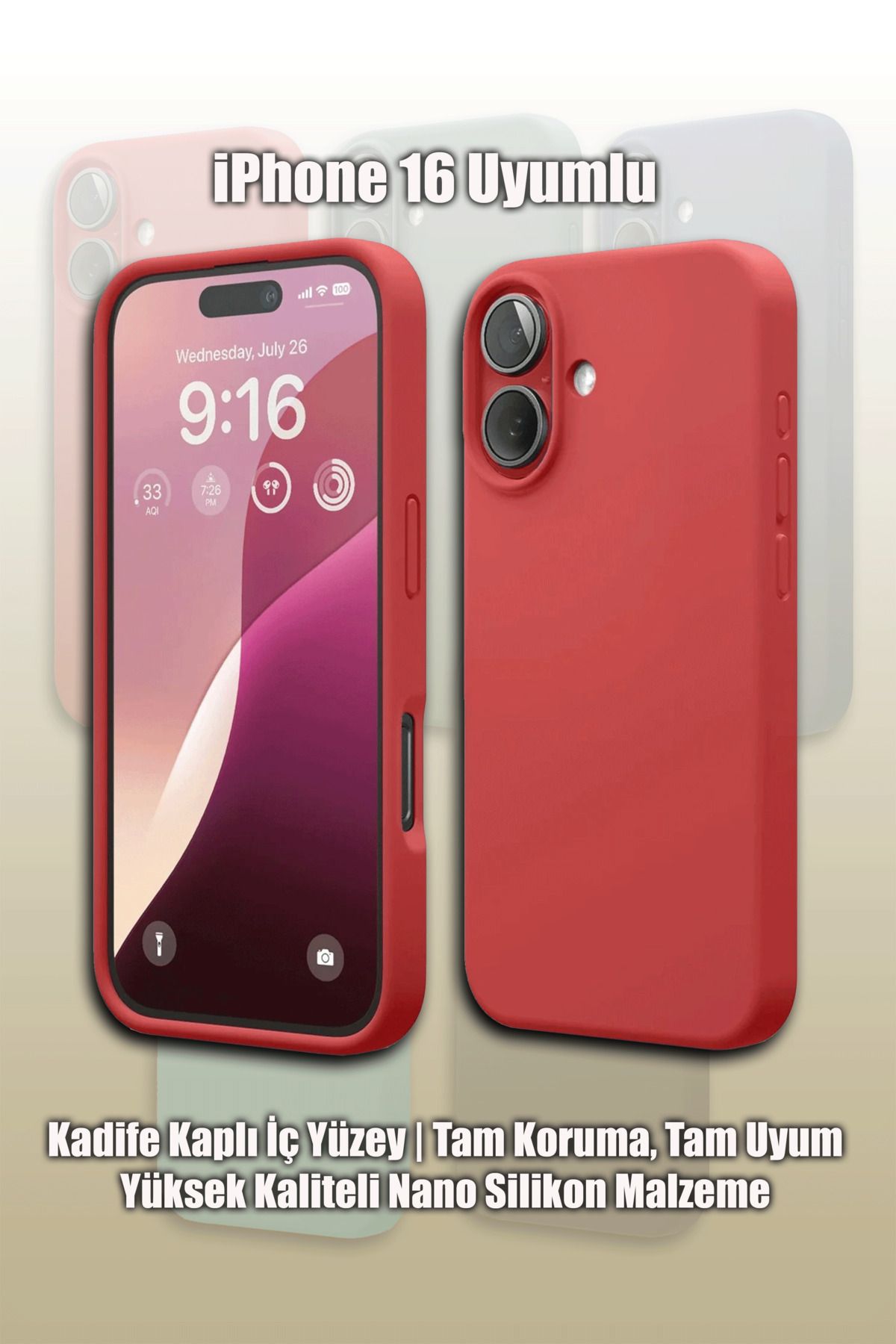 mobrika iPhone 16 Uyumlu Nano İçi Kadife Silikon Telefon Kılıfı