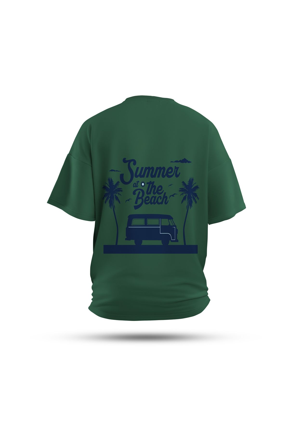 Zestia Unisex T-Shirt, Beach Vibes Sırt Baskılı, Regular, %100 Pamuk, Yeşil T-Shirt No: 0281