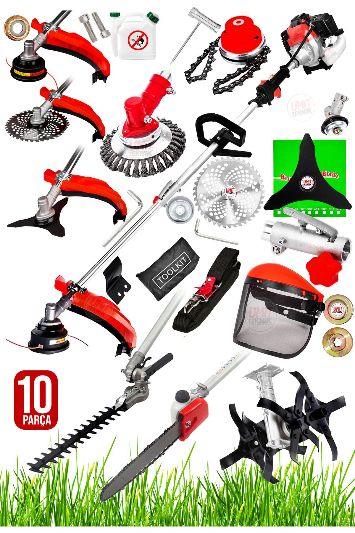 PROXTECH Turbo Motor 10Parça Benzinli 52cc Benzinli Yan Tırpanı Ot Biçme,Çit Budama Dal kesme,Çapa Full Set