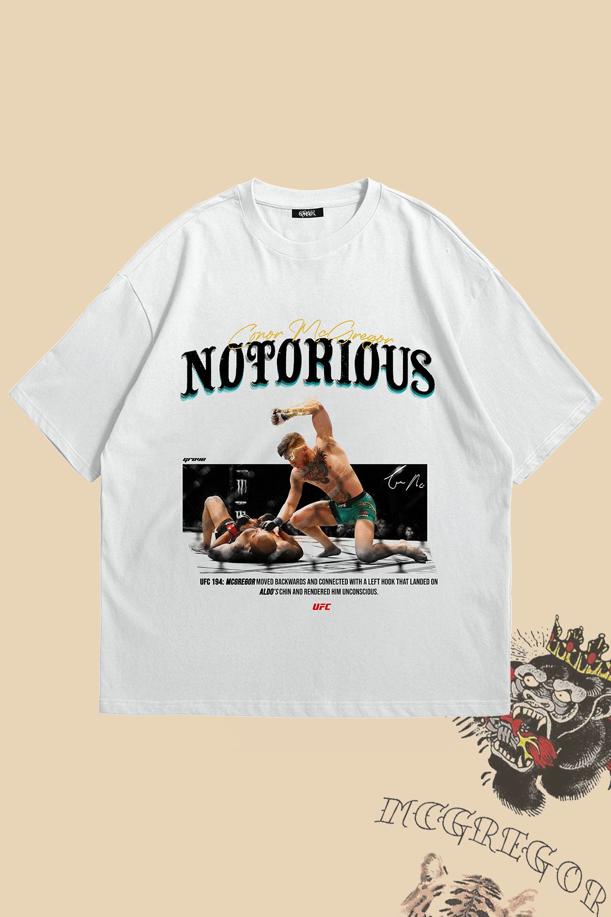 Grove Fashion Conor McGregor Öfke Baskılı Unisex Oversize T-Shirt